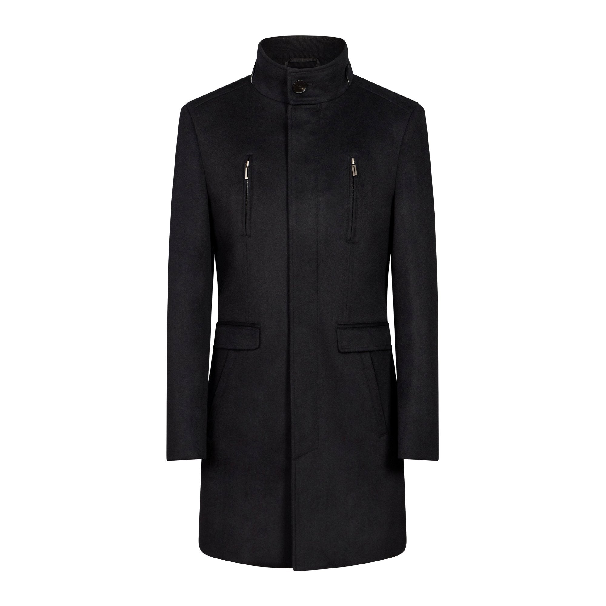 Premium HENRY SARTORIAL Men's Wool Overcoat - Classic Black Regular Fit | Winter Business Coat for Office, Formal Events & Cold Weather Fashion