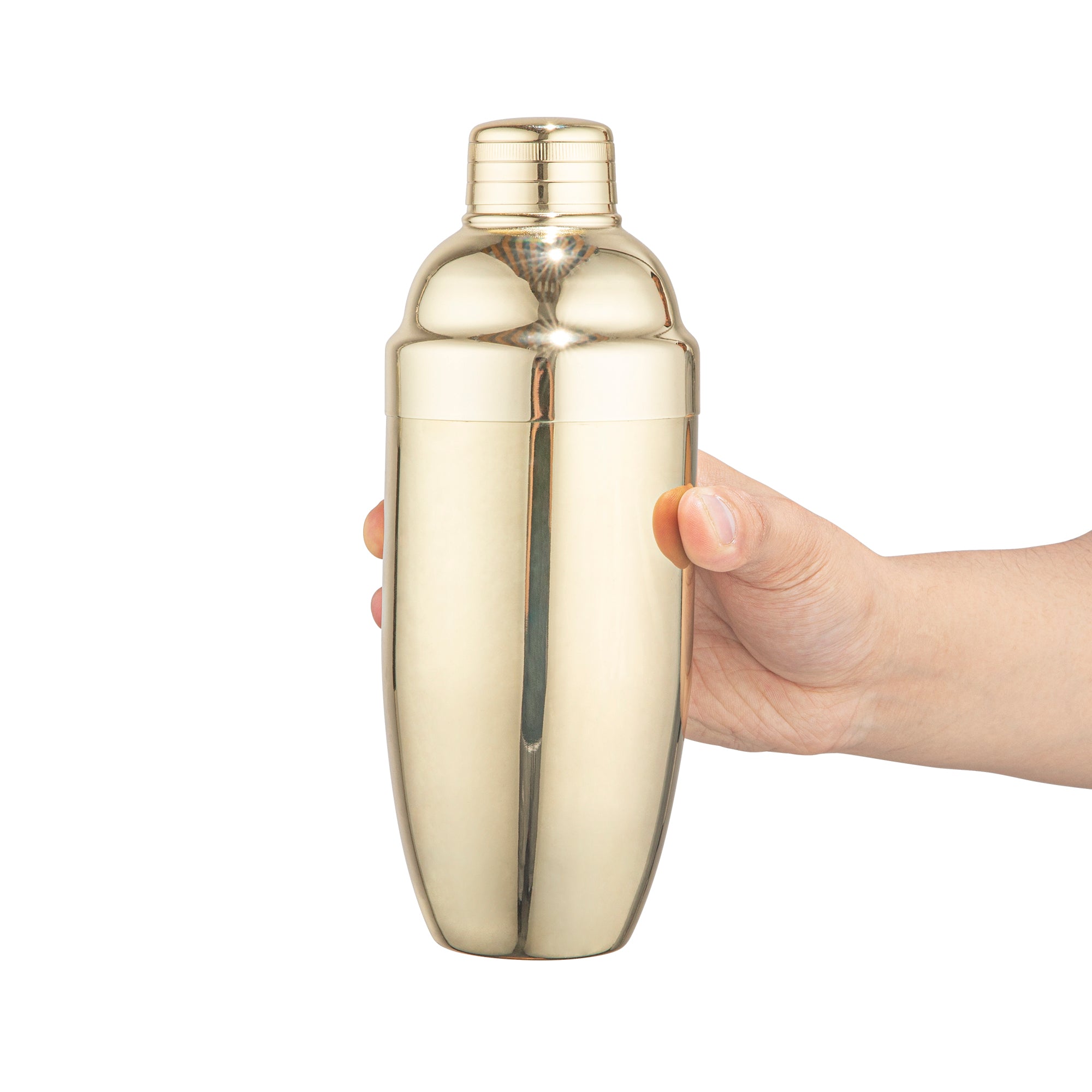 24 oz Gold Plated Stainless Steel Cobbler Cocktail Shaker - Bar Lux Professional Mixing Tool for Mojito, Martini & Margarita - Perfect for Home Bars & Cocktail Parties (1 Count)