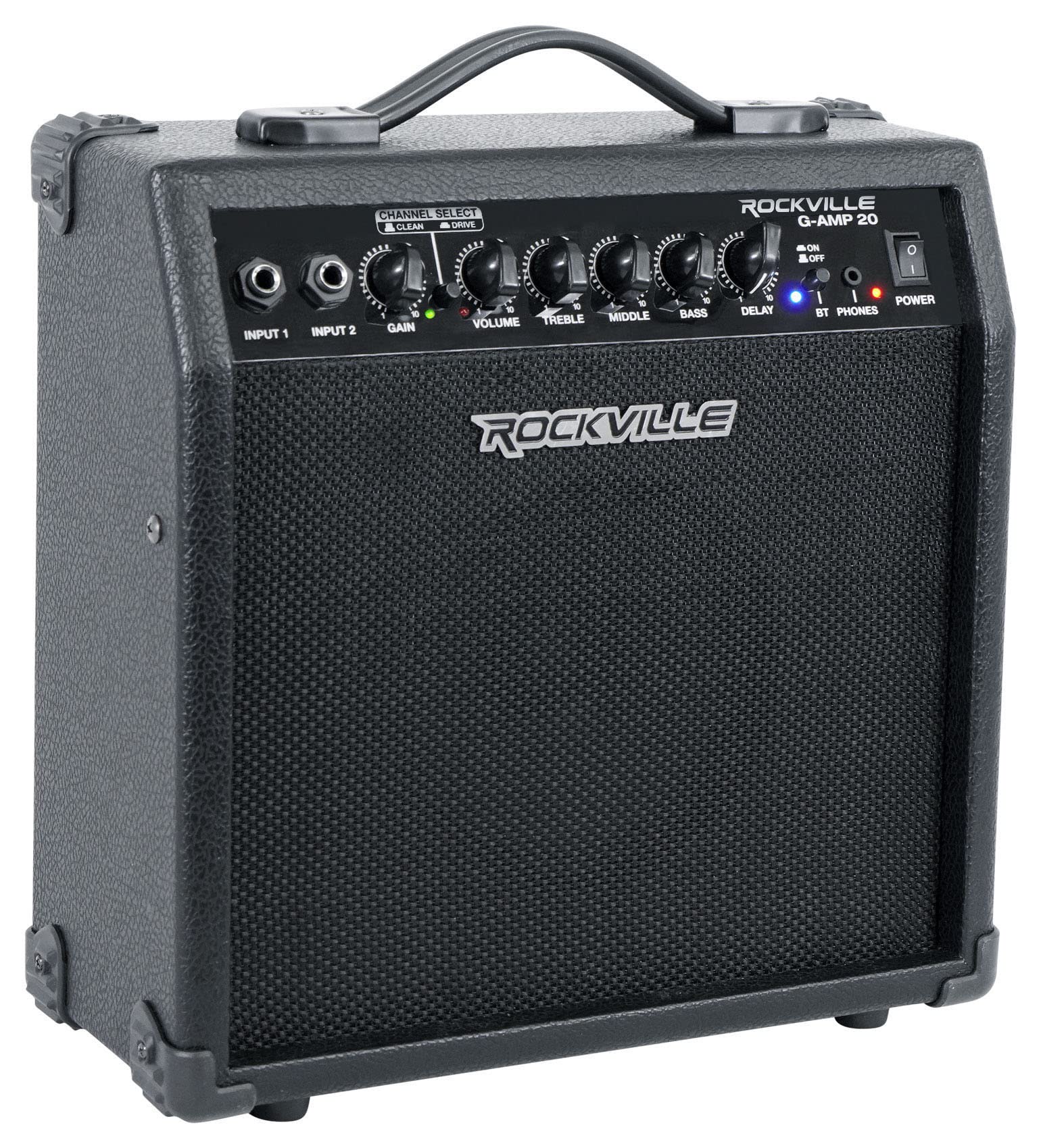 Rockville G-AMP 20W Bluetooth Guitar Combo Amplifier with Delay Effects, Microphone Input & Headphone Jack - Perfect for Home Practice, Studio Recording & Live Performances