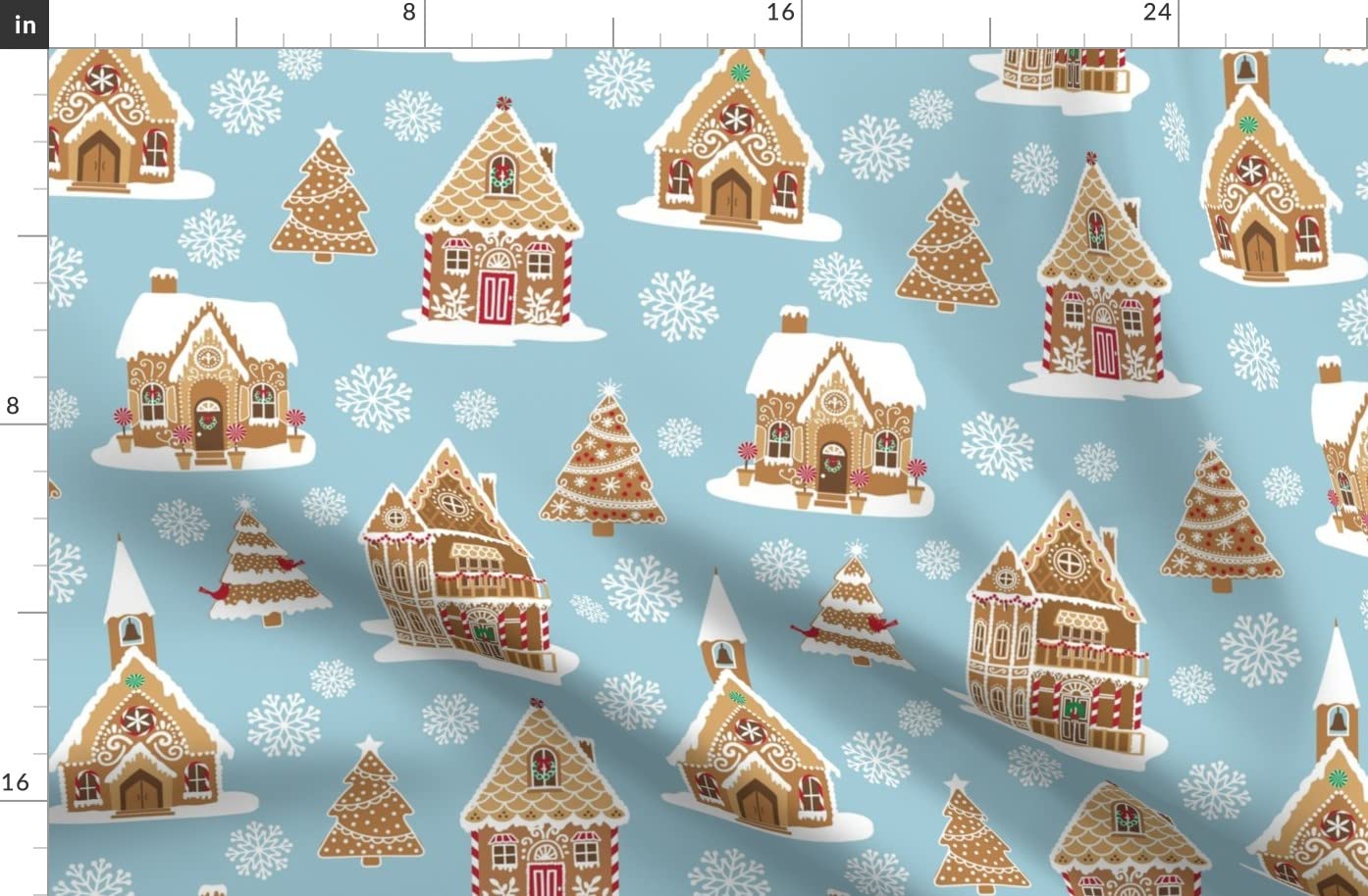 Winter Gingerbread Town Village Christmas Holiday Printed Fleece Fabric Fat Quarter - Soft & Cozy for Sewing Blankets, Loungewear, DIY No-Sew Projects - Perfect for Holiday Decor, Quilting & Home Crafts