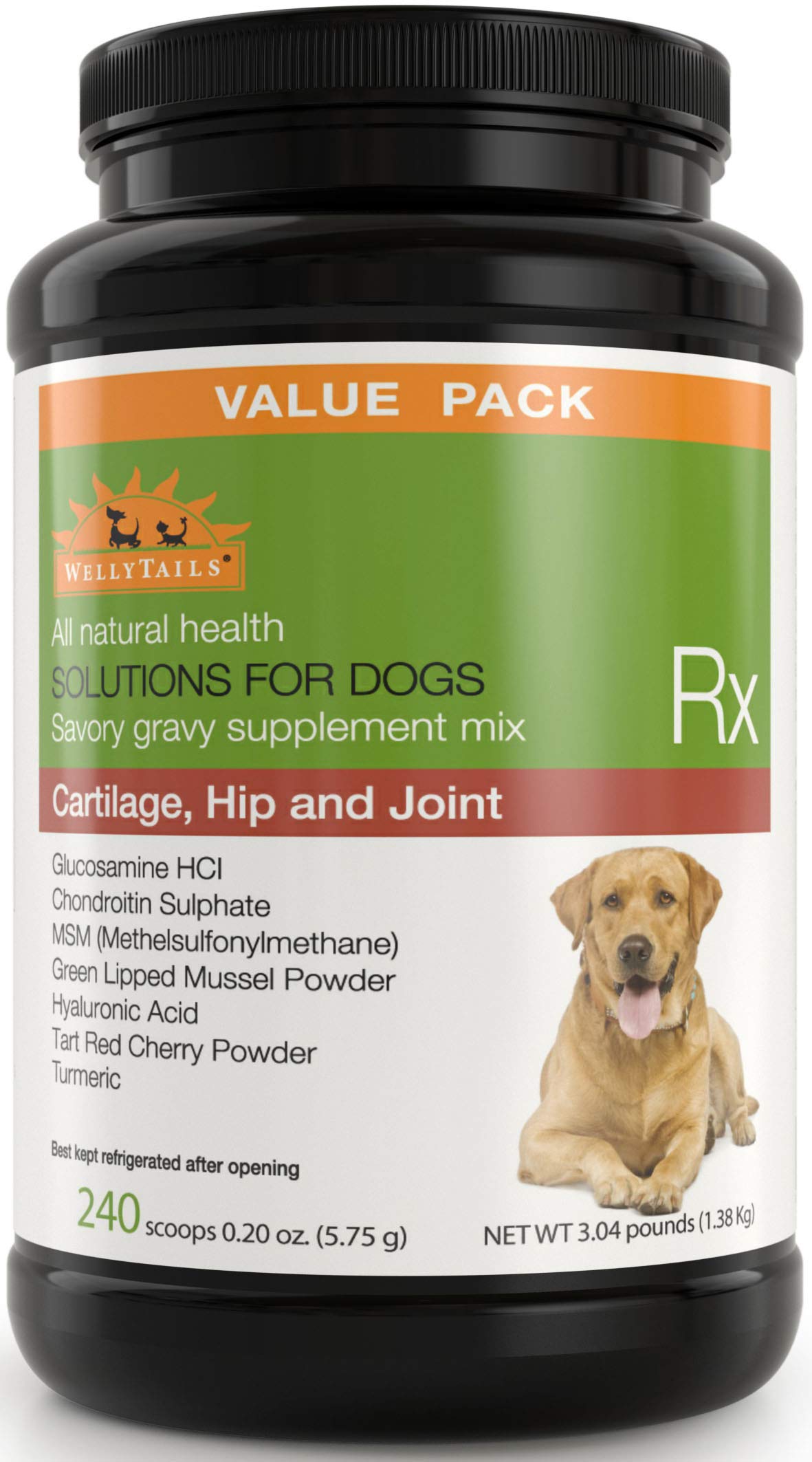 Premium Glucosamine Chondroitin MSM & Turmeric Joint Supplement for Large Dogs - 48.8oz (240 Scoops) - Supports Hip & Joint Health for Senior & Active Dogs - Ideal for Mobility & Arthritis Relief