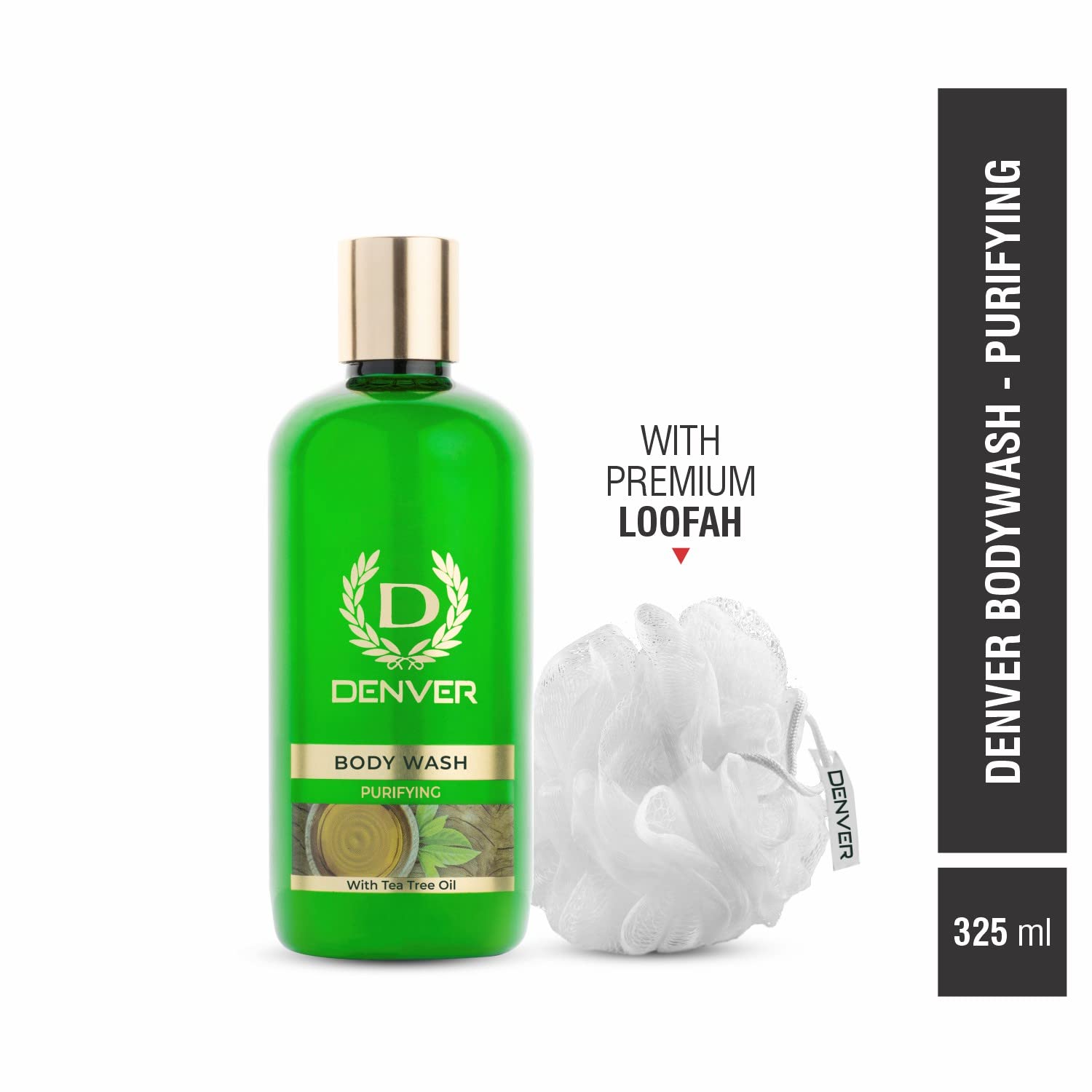 DENVER Purifying Body Wash with Tea Tree Oil - 325ML | Soap-Free Formula for Deep Cleansing | Men's Shower Gel for Acne-Prone & Oily Skin | Refreshing Bath Essential for Gym & Post-Workout Use