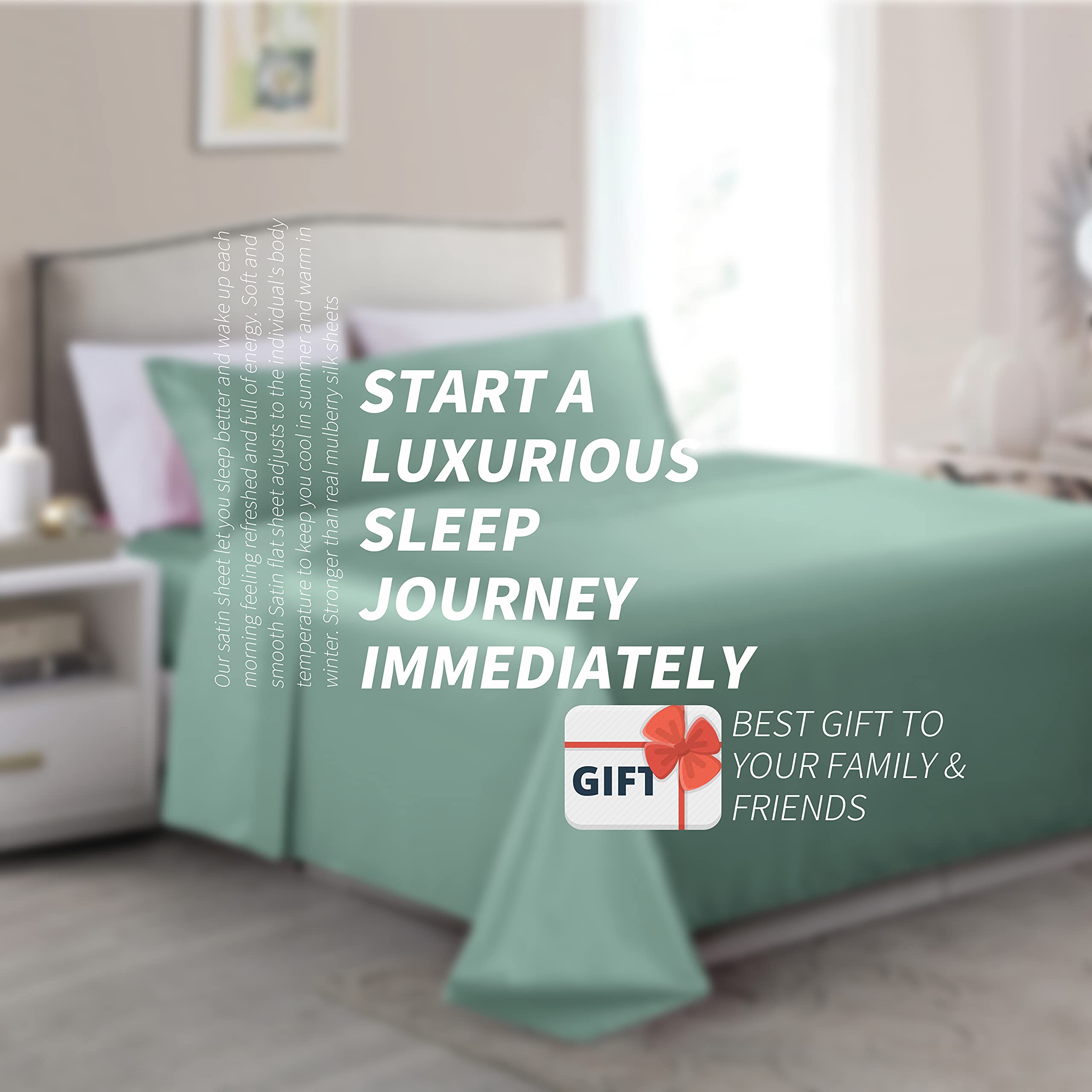 Sage Green Satin Pillowcase 20x54 - Cooling Body Pillow Cover for Hair & Skin Care - Soft Silky Pillow Case with Envelope Closure - Perfect for Side Sleepers, Hot Sleepers & Beauty Routines
