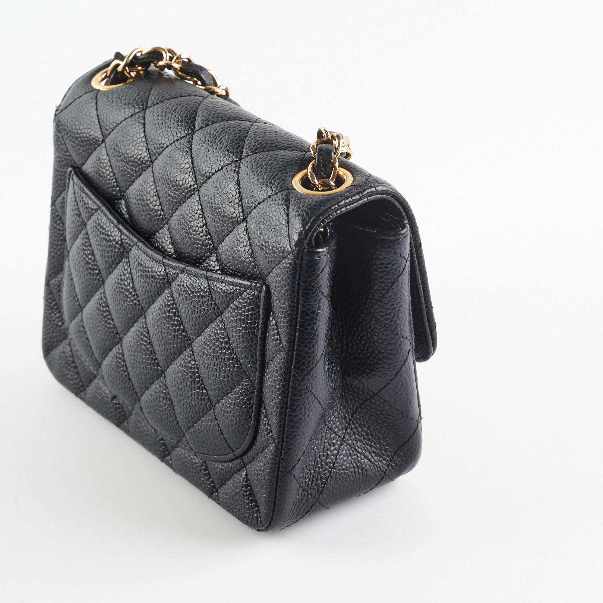 Chanel Caviar Mini Square Flap Bag 24k Gold Hardware Black - Luxury Crossbody Bag for Women, Perfect for Evening Events & Parties