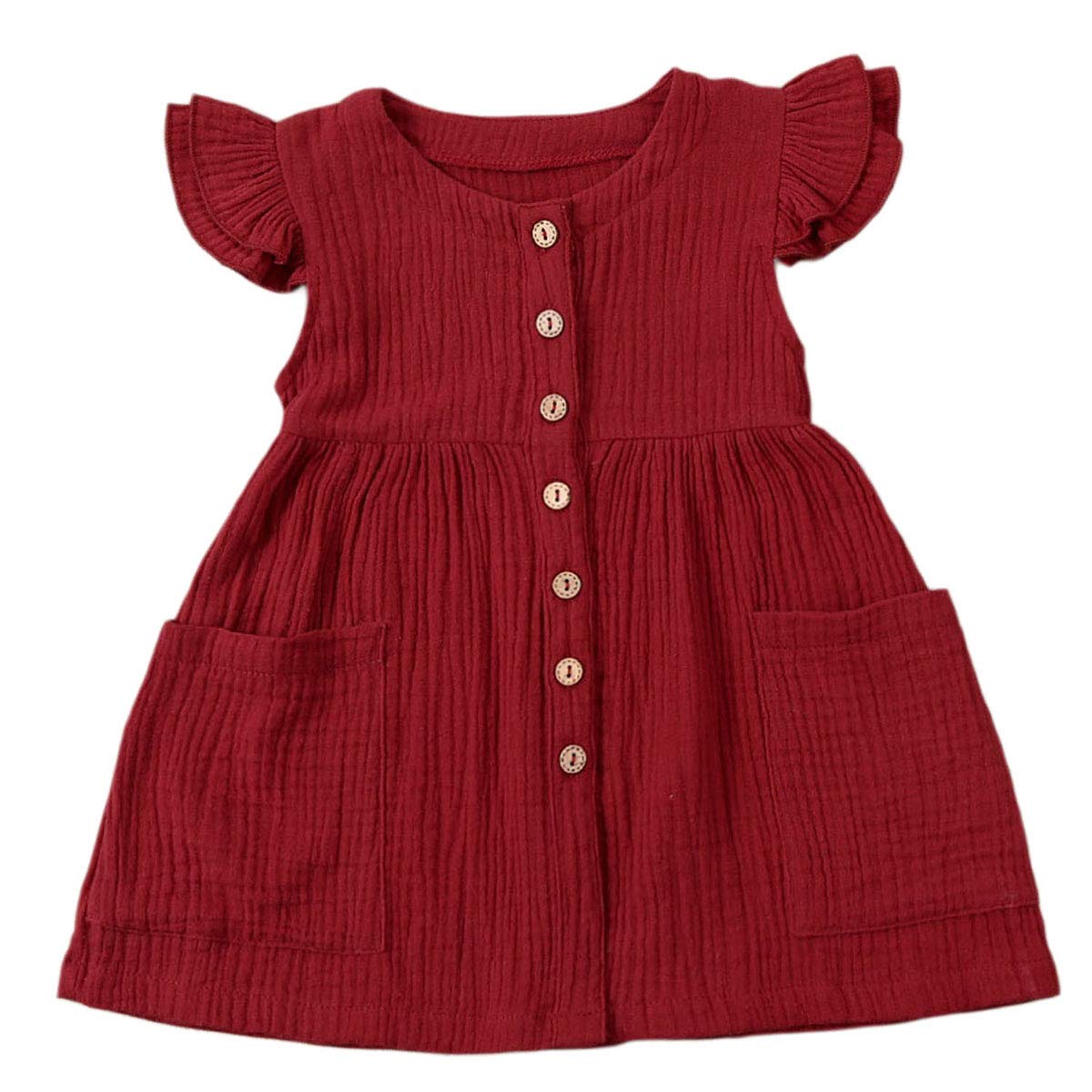 Organic Cotton Ruffled Sleeve Tunic Dress for Baby Girls - Soft Swing Casual Sundress, Princess Party Dress for Toddlers - Perfect for Birthday Parties, Photo Shoots & Summer Outings
