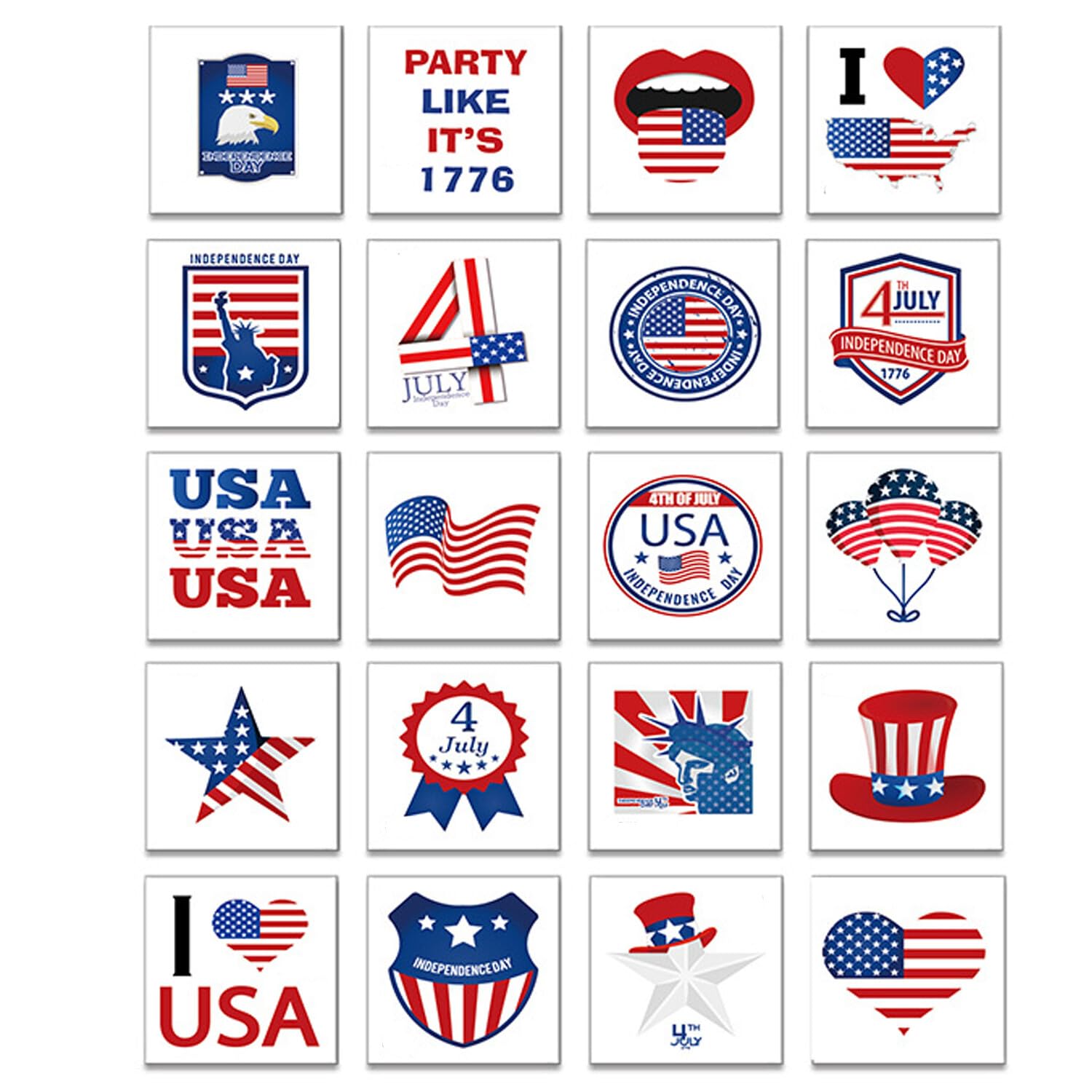 Patriotic Memorial Day Temporary Tattoos - USA Flag Face & Body Stickers for Kids & Adults - Individually Wrapped - Perfect for Parties, Events & Patriotic Celebrations
