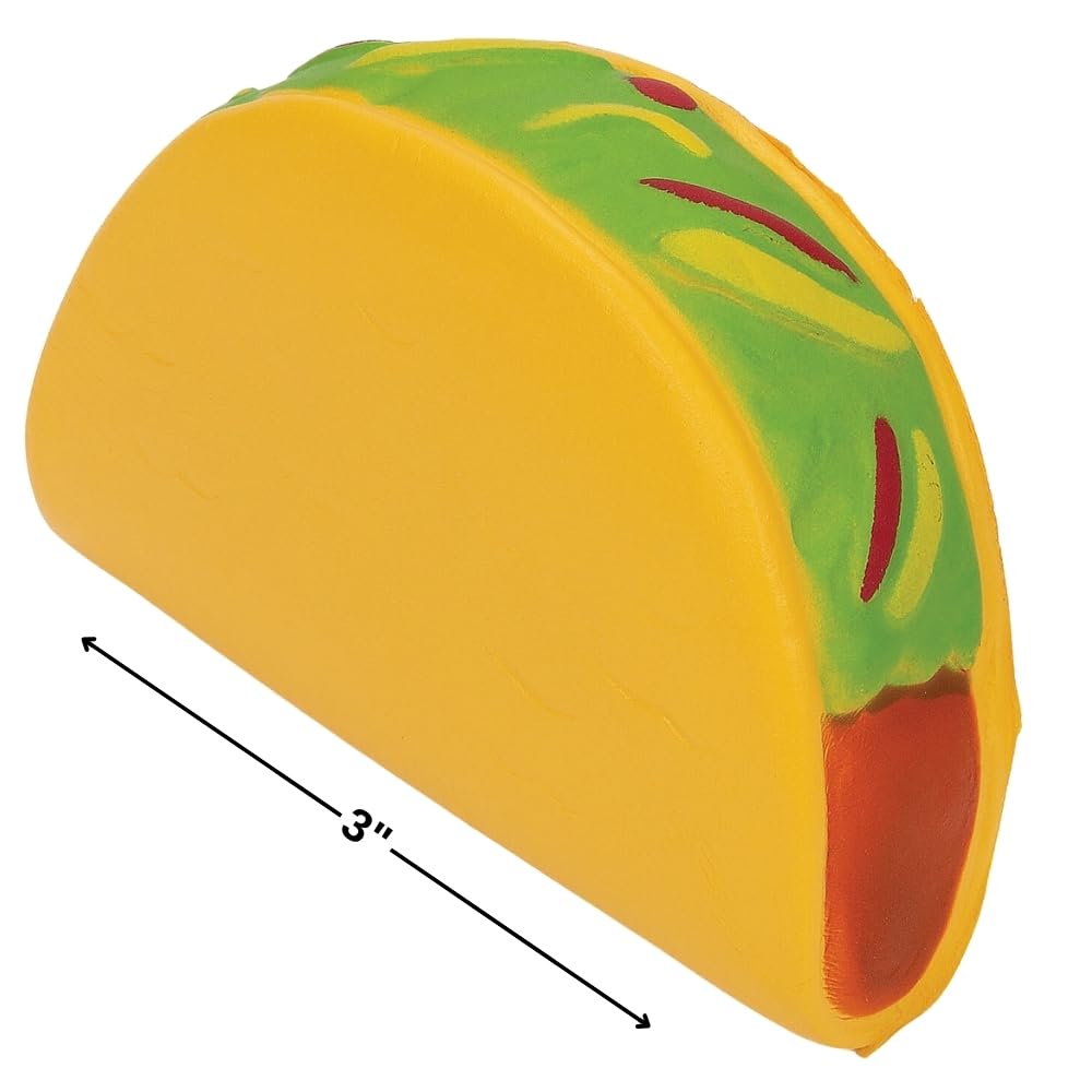 Fun Express Fiesta Taco Squishies - 12 Pack for Stress Relief & Party Favors