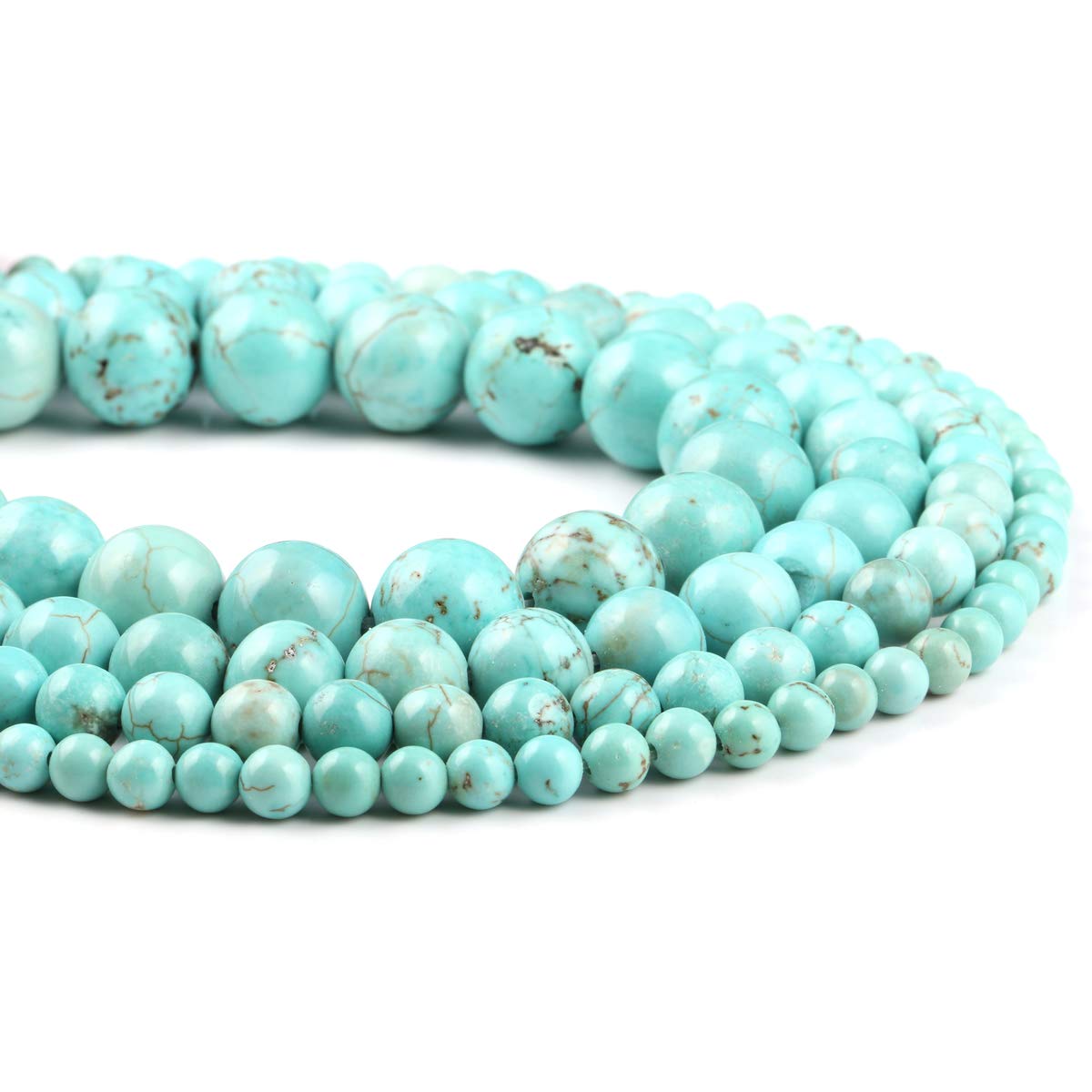 10mm Natural Blue Turquoise Stone Beads - Round Loose Beads for Jewelry Making DIY (1 Strand, 15