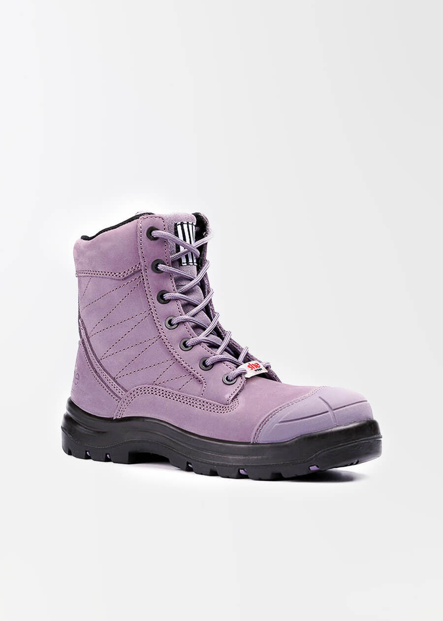 Women's Safety Work Boots with Zipper - Steel Toe, Slip Resistant, Waterproof for Construction, Warehouse & Outdoor Work