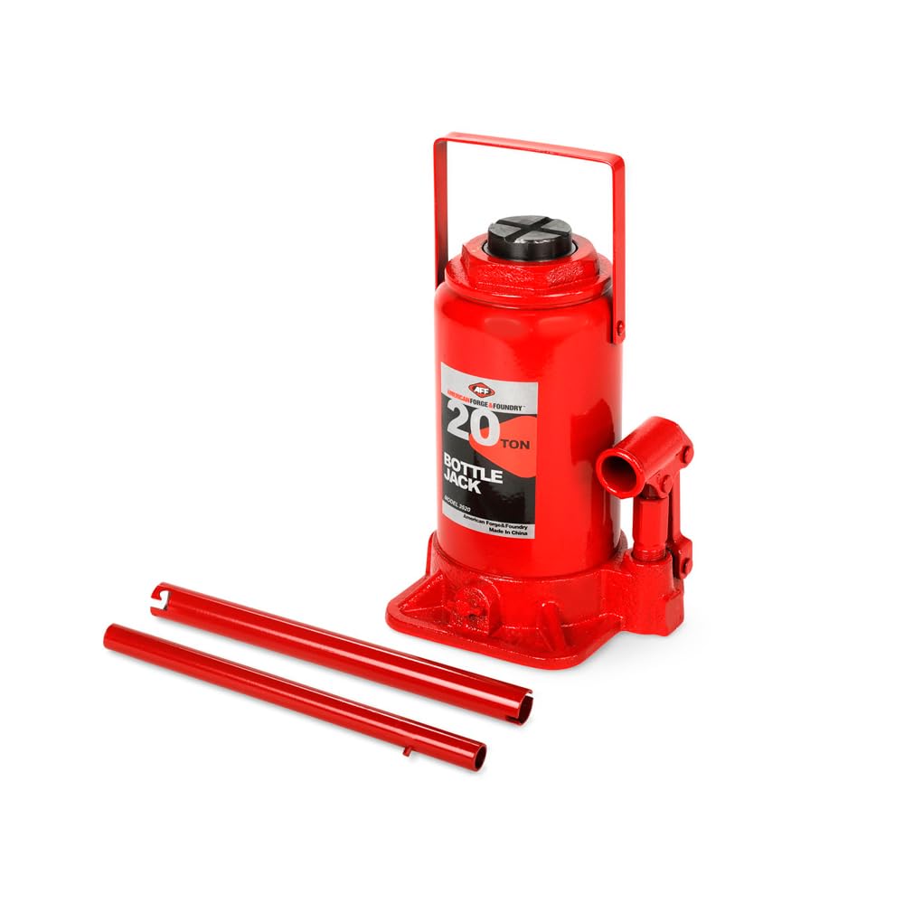 20 Ton Heavy Duty Bottle Jack - Manual Hydraulic Jack with Hardened Steel Saddles, Centered Pumps & Rams (Model 3520) - Ideal for Auto Repair, Construction, and Industrial Lifting Applications