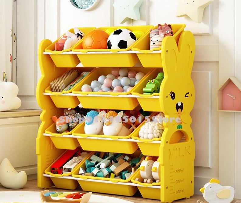 Kids Toy Organizer & Storage Rack - Foldable Baby Toy Storage Cabinet with Wheels for Nursery, Playroom & Daycare - Perfect for Organizing Stuffed Animals, Blocks & Learning Toys