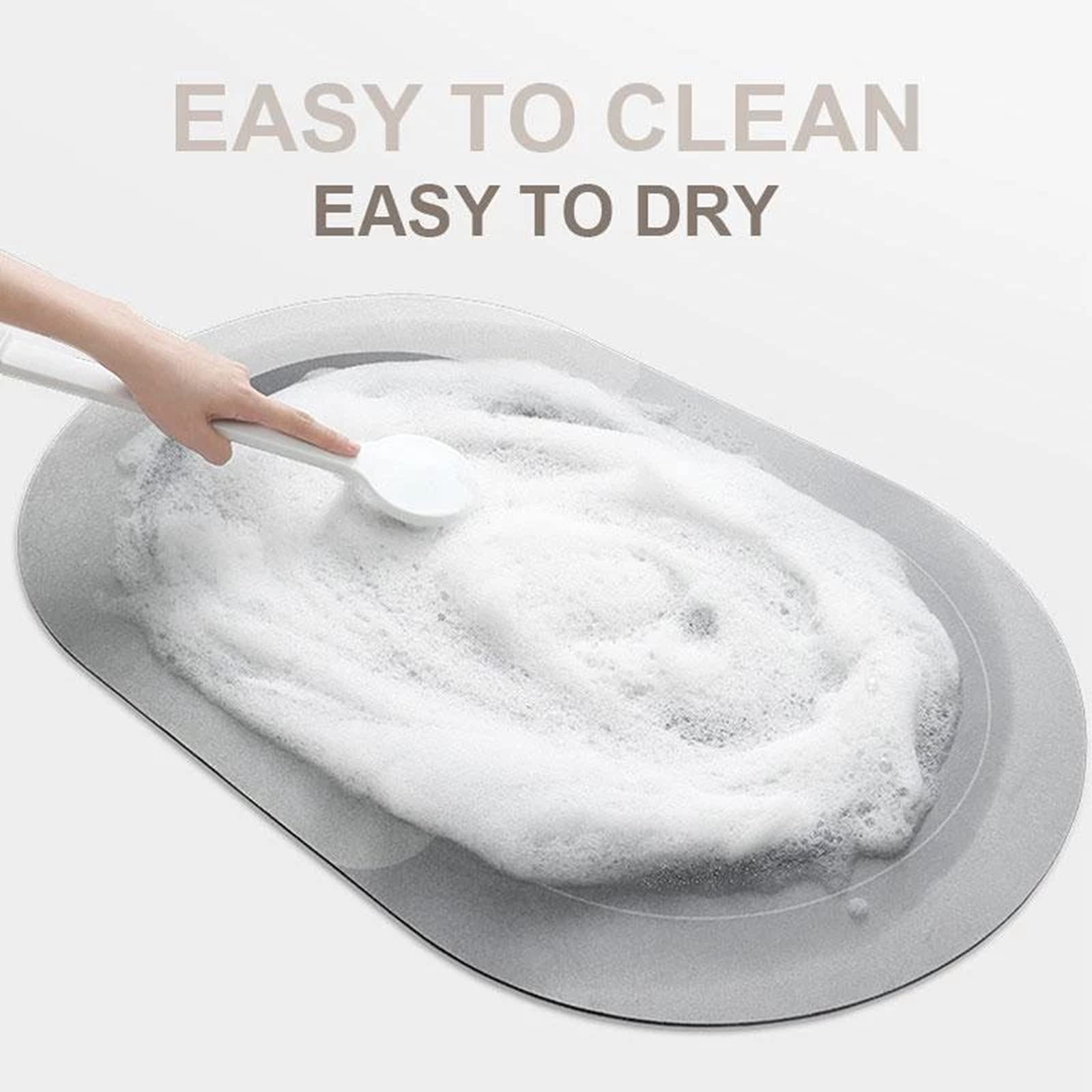 Super Absorbent Non-Slip Bath Mat - Quick Dry Microfiber Bathroom Floor Mat with Diatomite Mud, Trapezoid Shape (15.7x23.6 Inches, Morandi Green) - Perfect for Bathroom, Shower & Home Decor