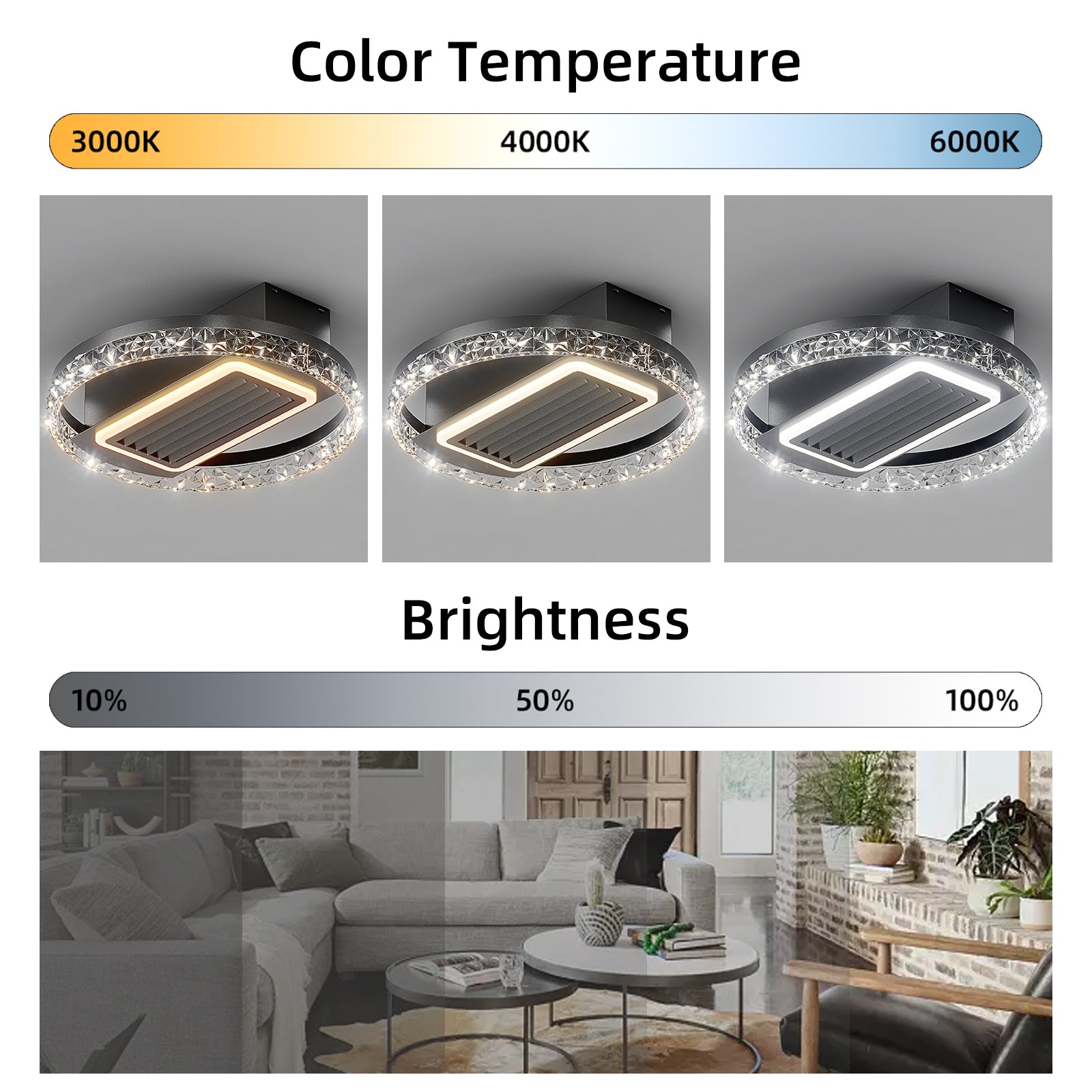 20 Inch Modern Leafless Ceiling Fan with Remote Control - Removable & Washable Blades, Reversible Motor - Perfect for Bedroom, Living Room, and Office Spaces