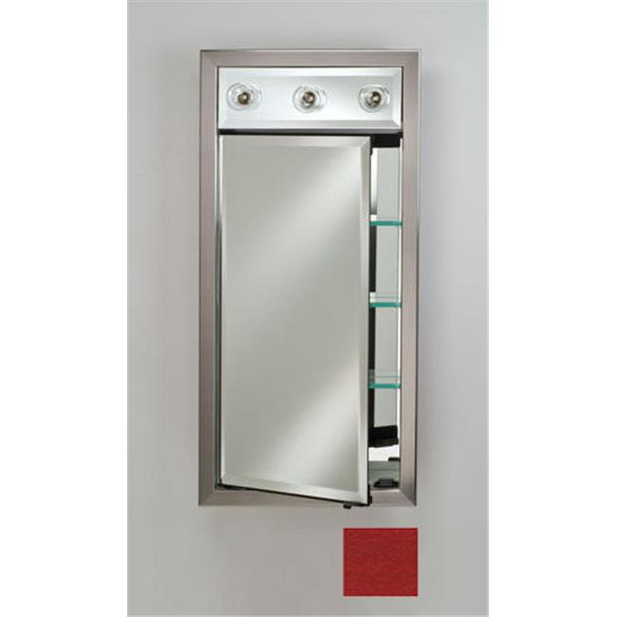 Afina Signature 17x34 Inch Colorgrain Red Recessed Right-Hinged Single Door Medicine Cabinet with LED Lights - Modern Bathroom Storage Solution for Small Spaces, Vanity & Powder Rooms