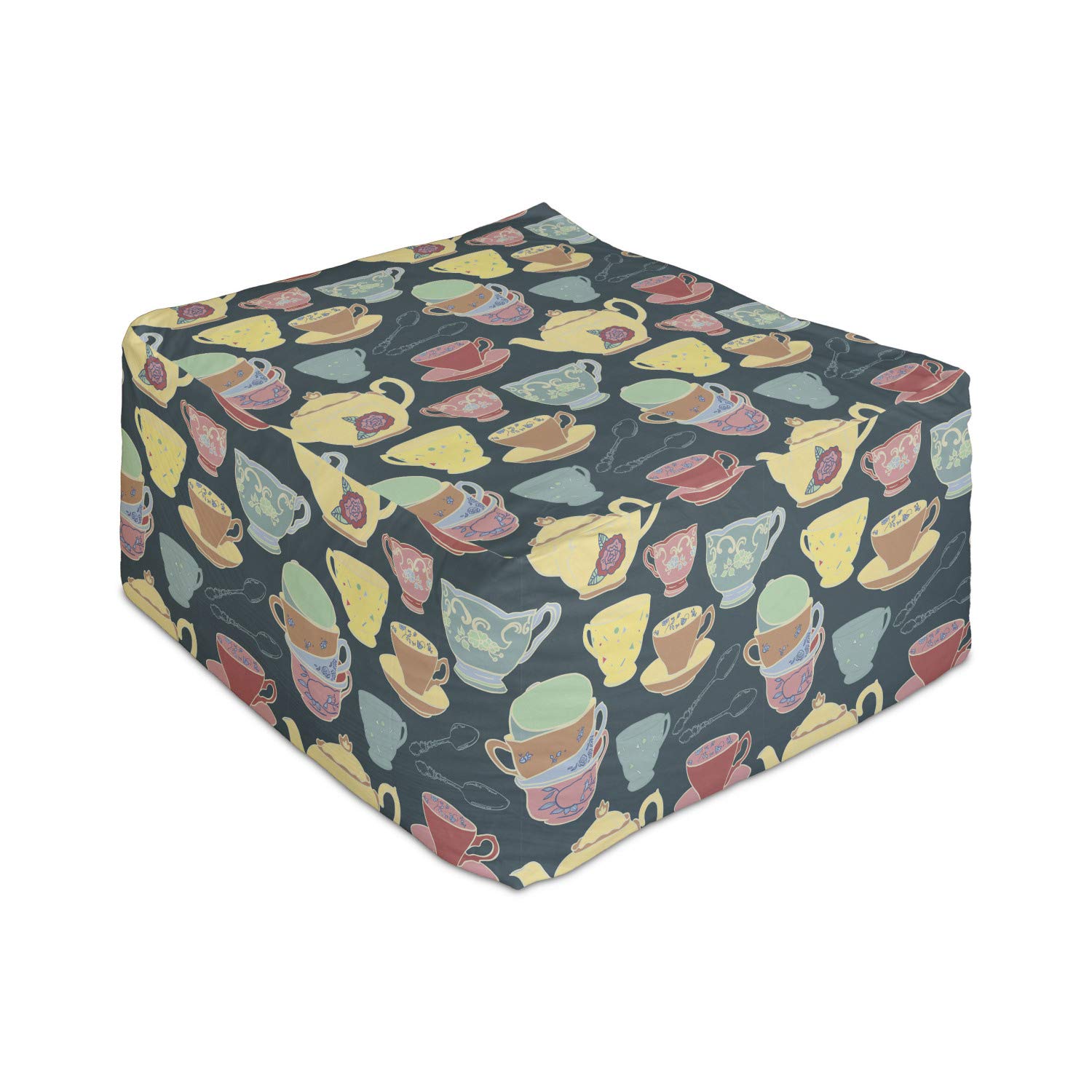 Ambesonne Vintage Floral Tea Party Rectangle Pouf - 25