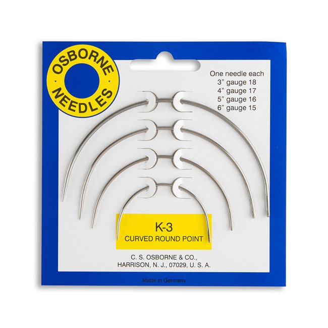 OSBORNE Assorted K 3 Curved Round Point Hand Needles - 4 Pack | Premium Sewing Needles for Leather, Upholstery & Crafting | Perfect for DIY Projects & Professional Tailoring