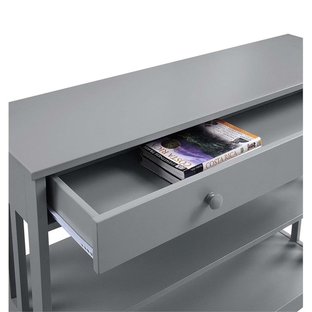 Pemberly Row Transitional Mission Style One-Drawer Console Table - Gray Wood Finish Entryway Table for Hallway, Living Room & Dining Room Decor