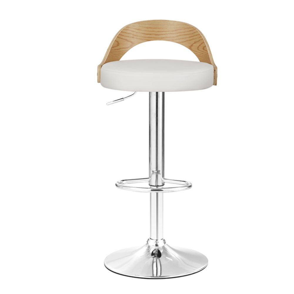 Adjustable Height White Leather Padded Bar Stools Set of 2 - Modern Kitchen Counter Stools for Dining & Home Bar Decor