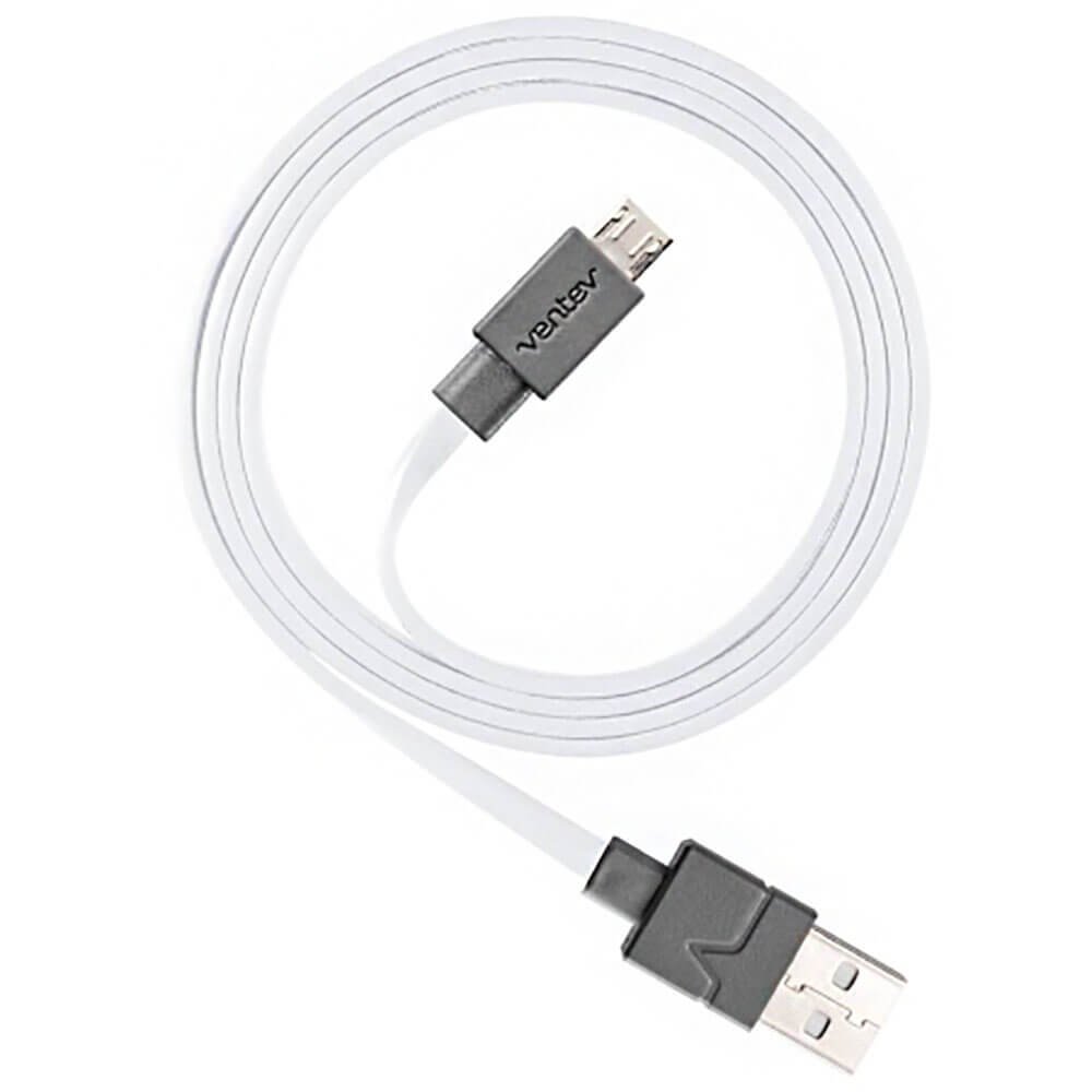 Ventev Chargesync Micro USB Cable 6ft - Fast Charging & Data Sync for PC, Mac, Android - Tangle-Free Flat Design - Perfect for Home, Office, Travel (White)