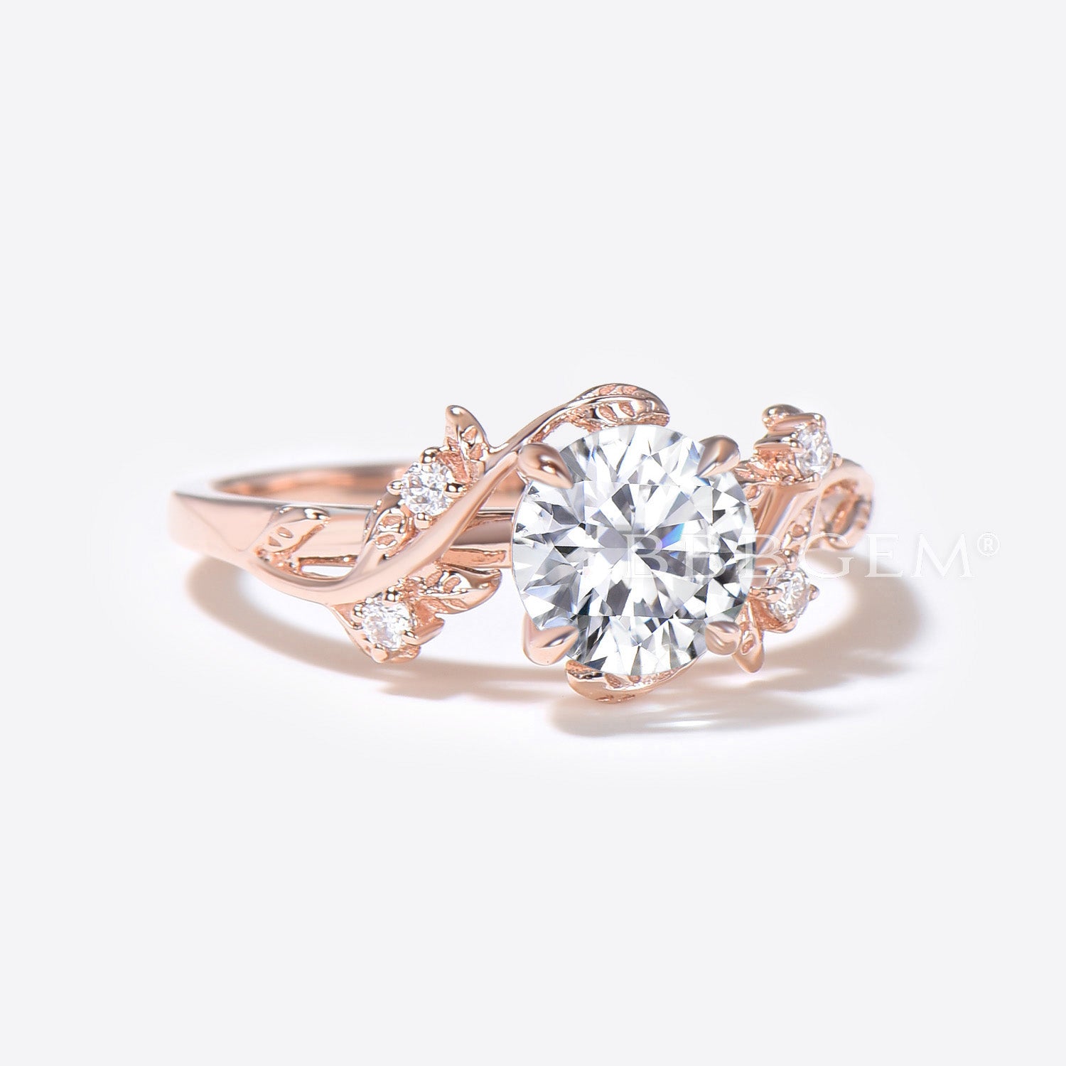 Lab Grown Diamond Engagement Ring 14K Rose Gold - Leaf Vine Wedding Band for Women, Perfect for Proposals, Anniversaries & Romantic Occasions
