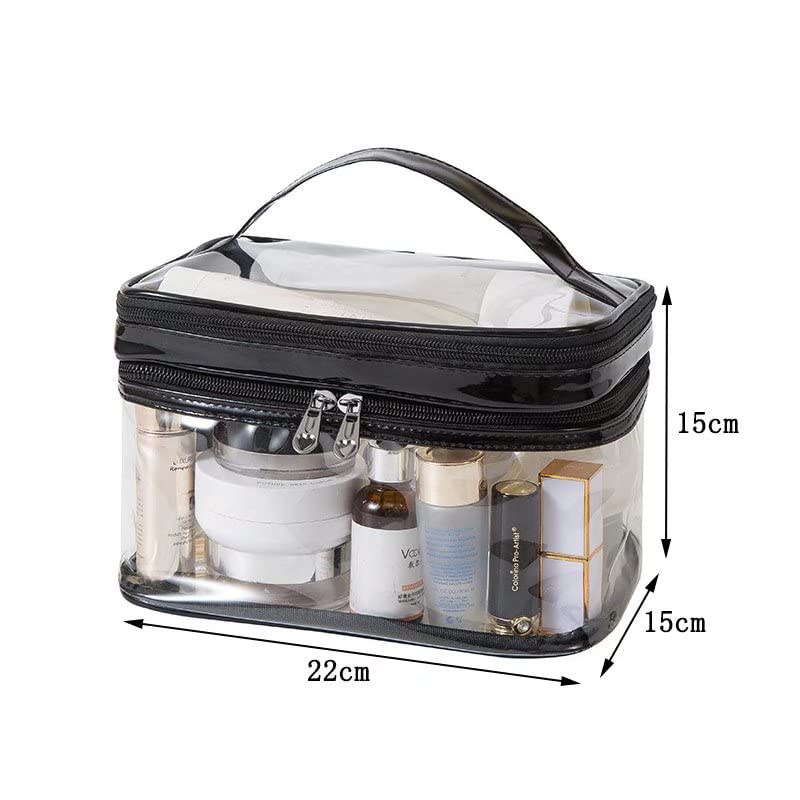 Clear PVC Makeup Bag - Waterproof Double Layer Cosmetic Organizer for Travel & Toiletry