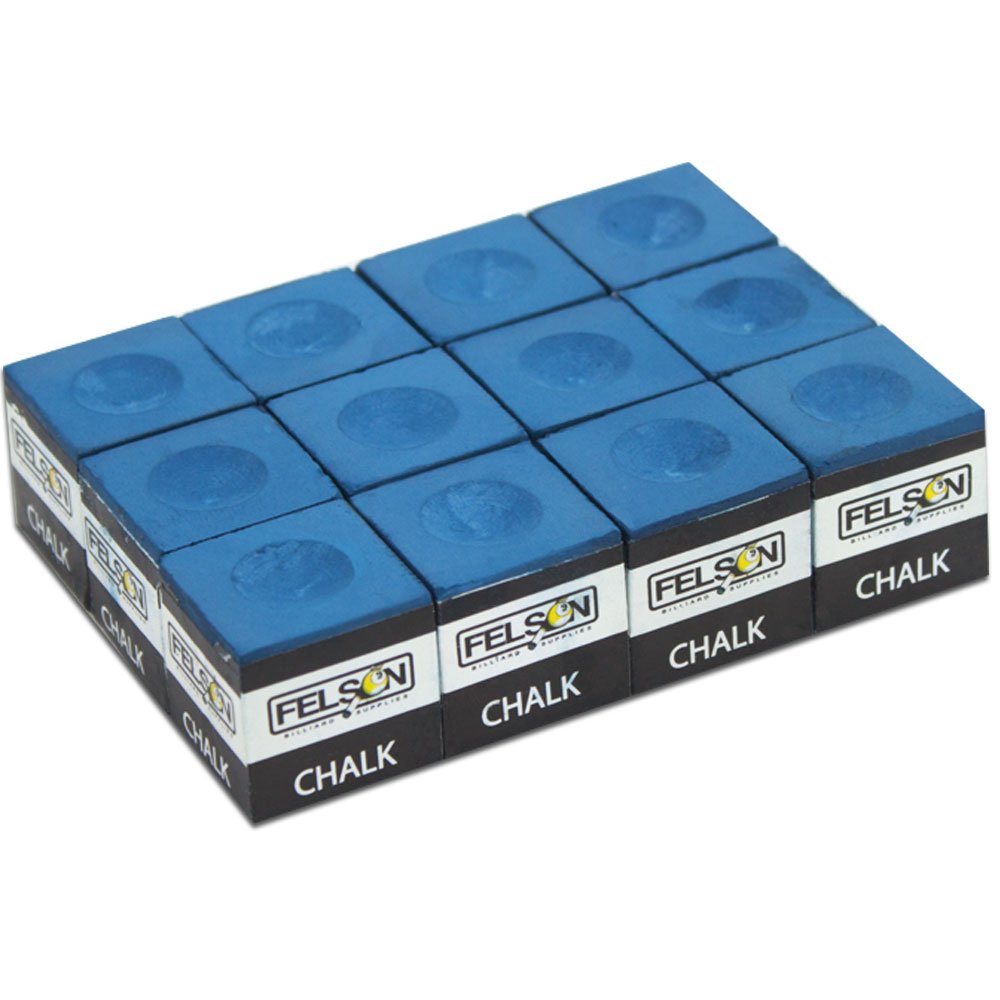 Felson Premium Pool Chalk Cubes - 12-Pack Billiard Accessories for Professional & Home Use - Blue Pool Cue Chalk for Snooker, 8-Ball, 9-Ball - Perfect for Bars, Game Rooms & Tournament Play