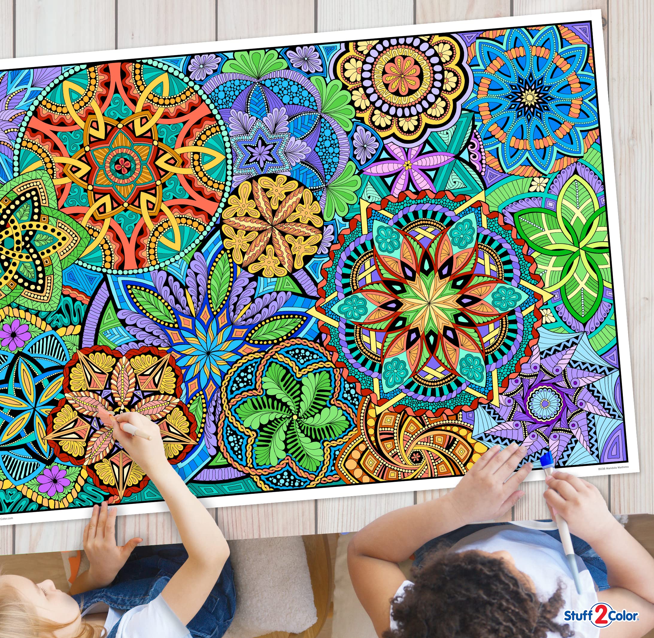 Stuff2Color Giant Mandala Coloring Poster for Kids & Adults - 1 Pack, Stress Relief & Creativity, Perfect for Family Time, Schools, Group Activities & Art Therapy
