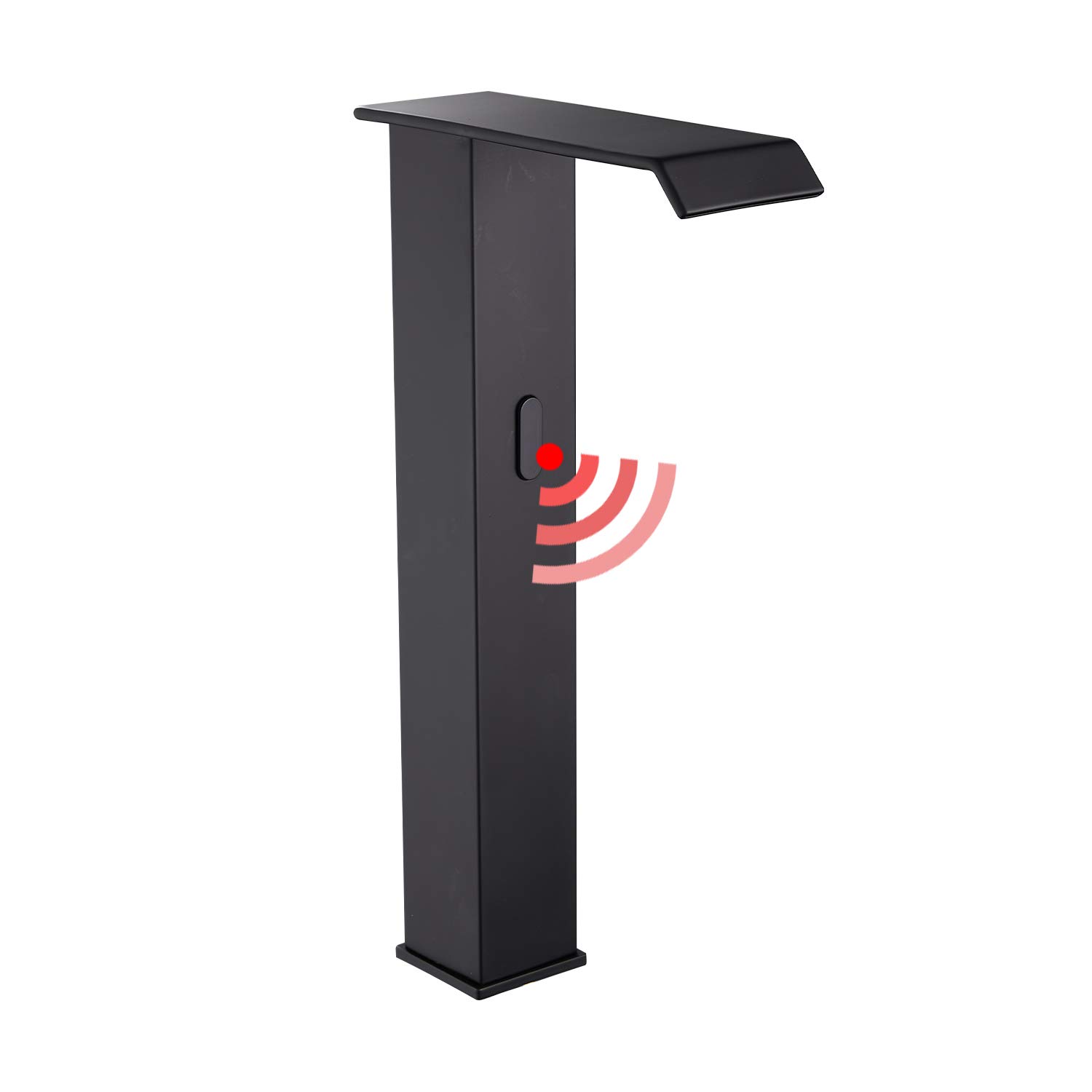 GGStudy Automatic Sensor Matte Black Touchless Bathroom Vessel Sink Faucet - Waterfall Spout with Temperature Control Box & Mixer - Ideal for Modern Homes, Luxury Hotels & ADA Compliant Restrooms