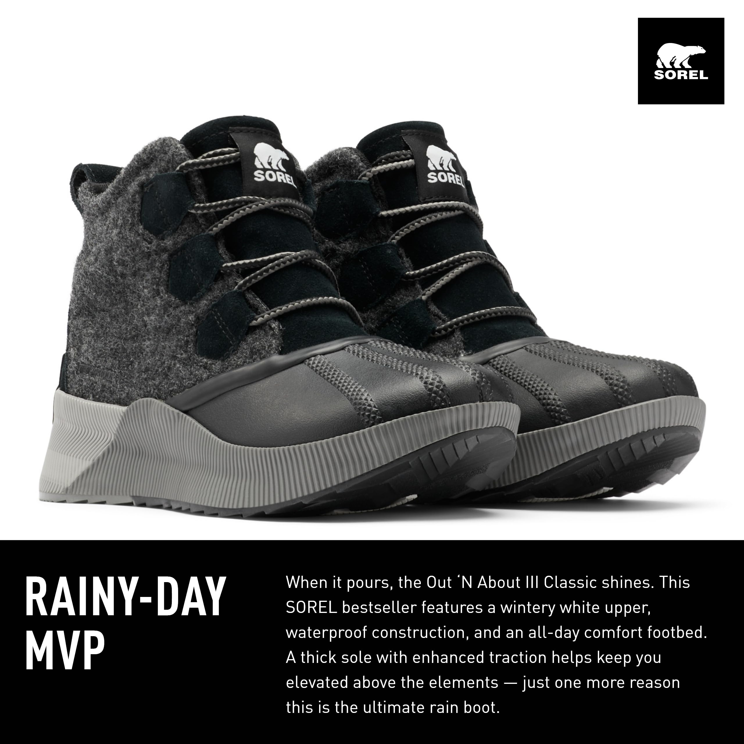 Sorel Women's Out N About III Classic Waterproof Winter Boots - Warm Snow Boots for Women, Slip-Resistant Hiking & Outdoor Activities (Perfect for Snowy Weather, Walking Dogs, and Winter Adventures)