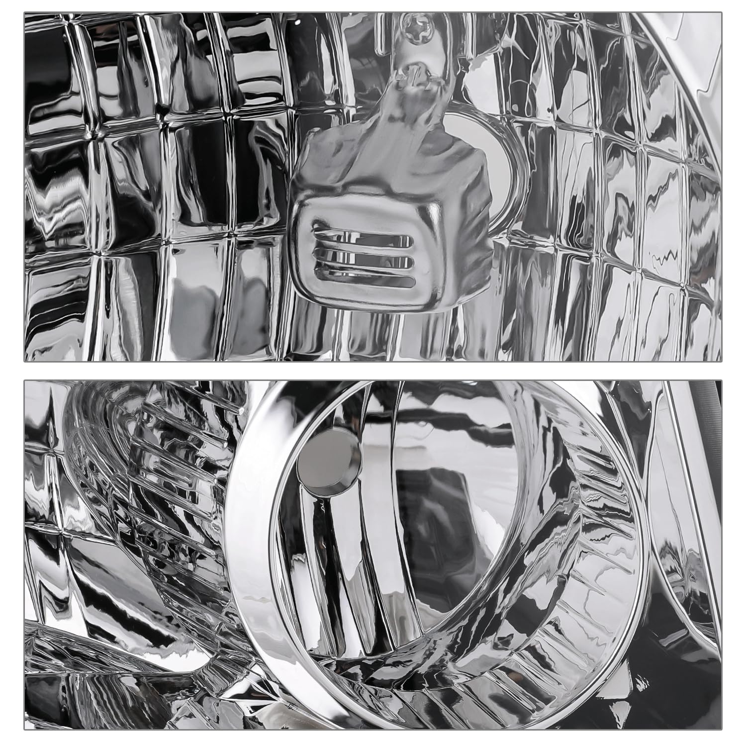 M-AUTO OE Style Headlights Assembly Pair - Compatible with 2004-2015 Nissan Titan & 2004-2007 Armada (LH & RH) - Chrome Housing, Clear Lens, Clear Corner Headlamps - Perfect for Night Driving & Vehicle Upgrades