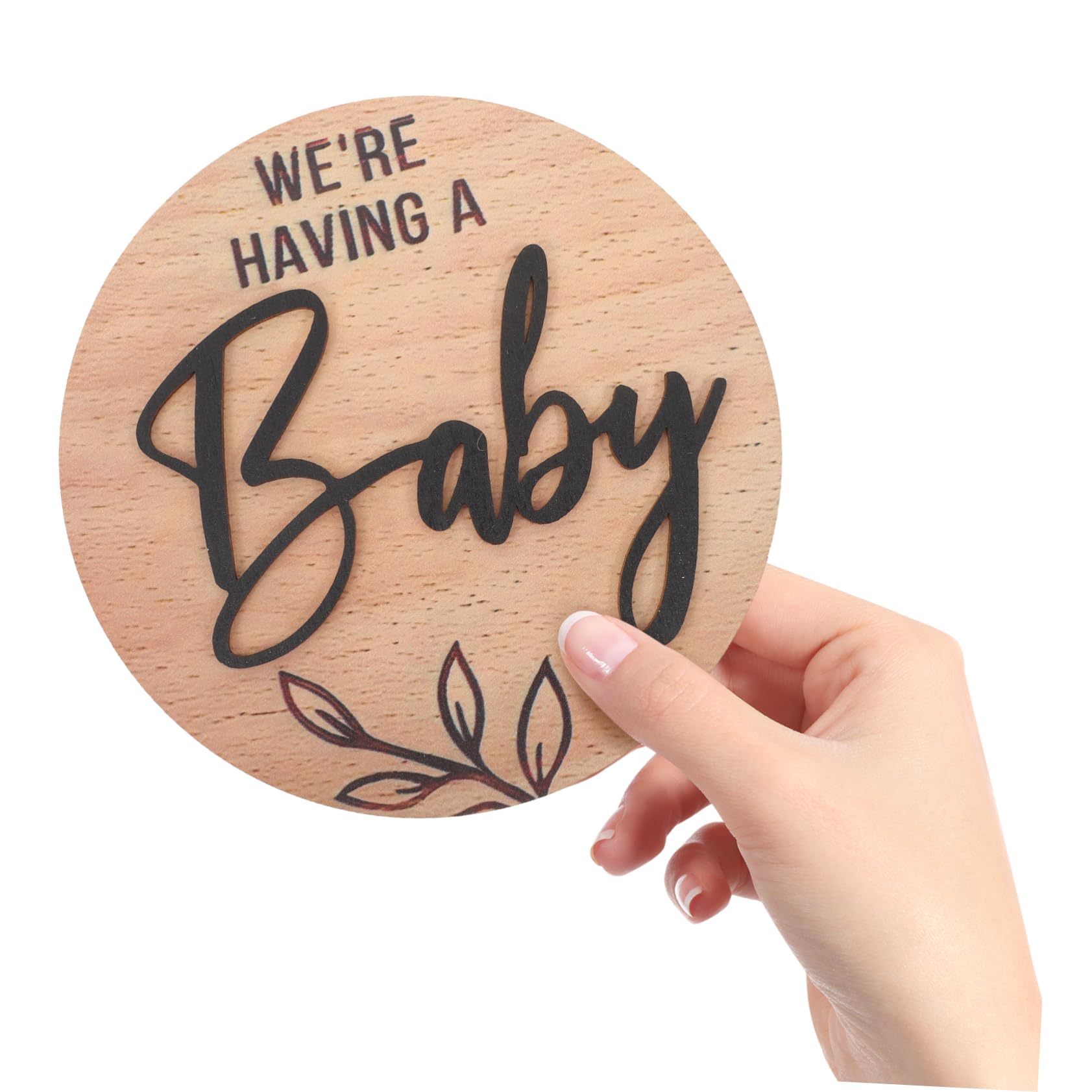 Wooden Baby Birth Announcement Sign - Circle Pregnancy & Newborn Keepsake Decor for Nursery, Baby Shower, and Gender Reveal Parties