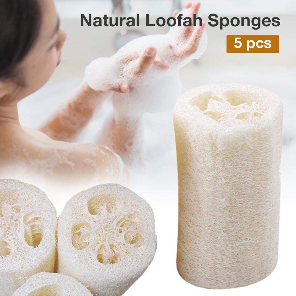 5-Pack Premium Natural Loofah Sponge - Exfoliating Body Scrubber for Shower, Bath & Spa | Eco-Friendly Loofah Sponge for Skin Care, Kitchen & Dish Cleaning | Perfect for Exfoliation, Detox & Relaxation