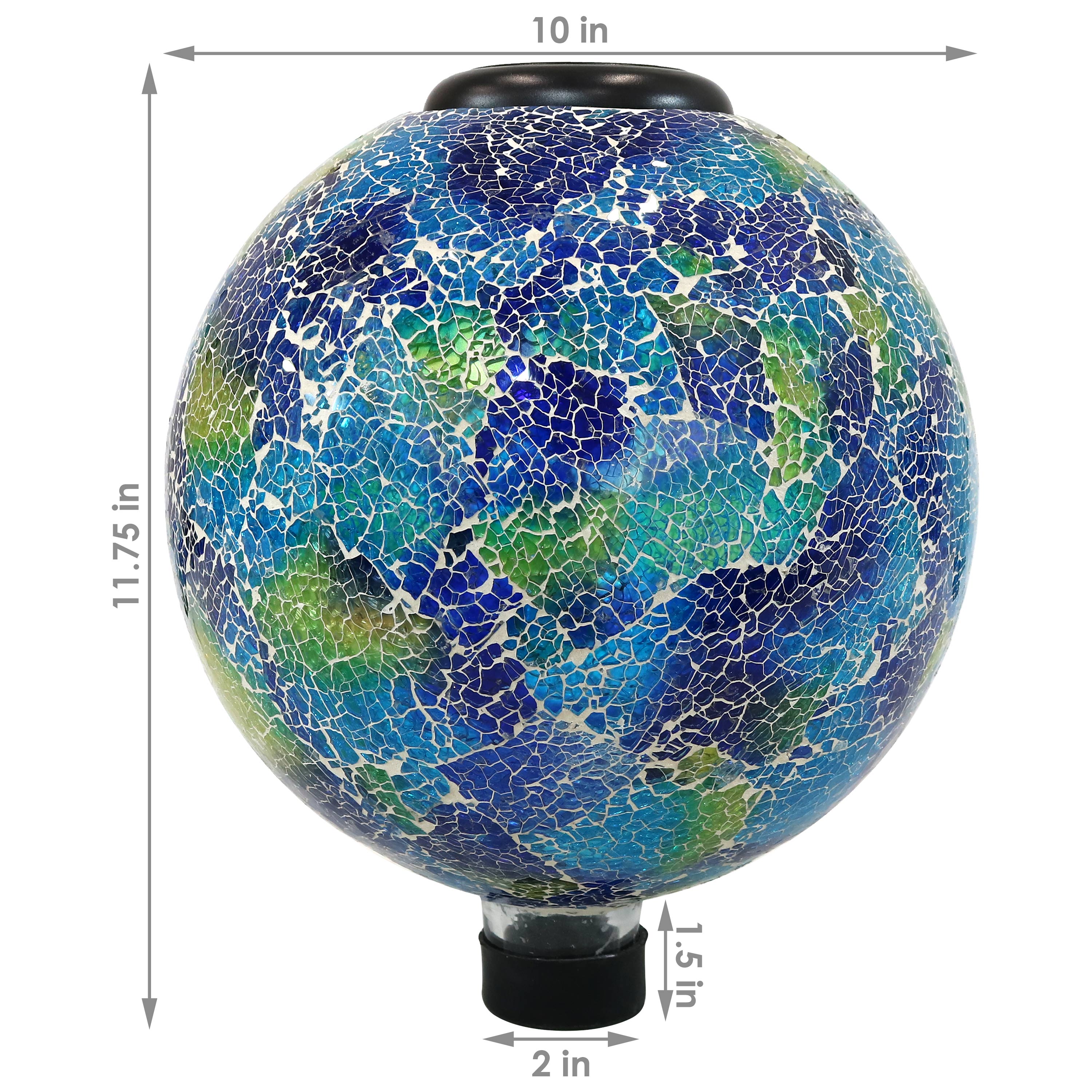 Sunnydaze 10-Inch Glass Mosaic Solar Garden Gazing Globe - Decorative Outdoor Sphere for Garden, Patio, Yard & Landscape Decor | Solar-Powered Light for Nighttime Ambiance