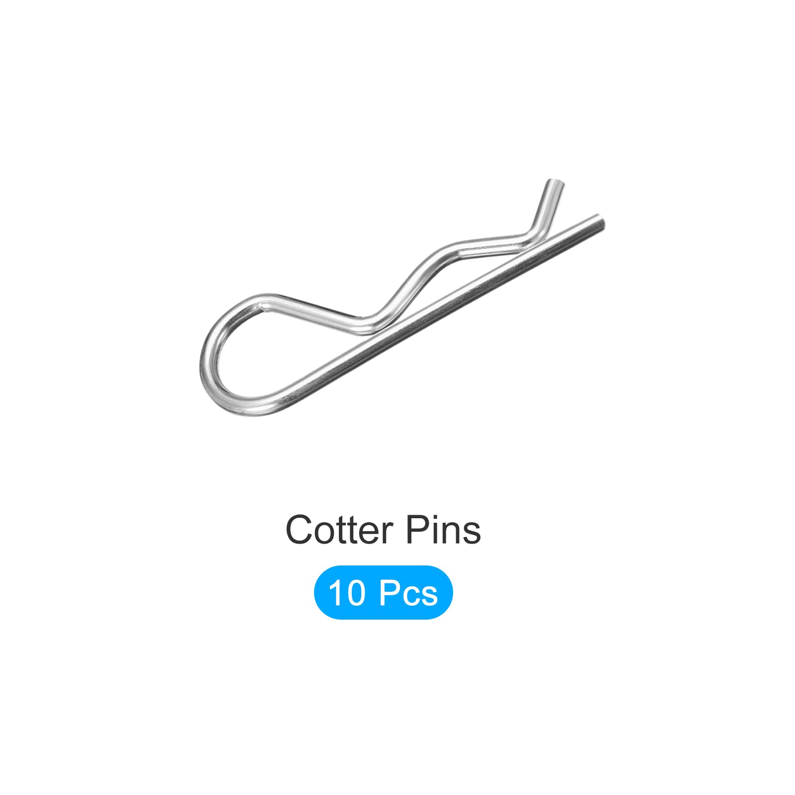 METALLIXITY 3.5mm x 75mm Cotter Pins (10Pcs) - Carbon Steel R-Shaped Spring Clip Pins for Hitch Pin Lock Systems - Silver Tone - Ideal for Trailers, Agricultural Equipment & Industrial Machinery Securing