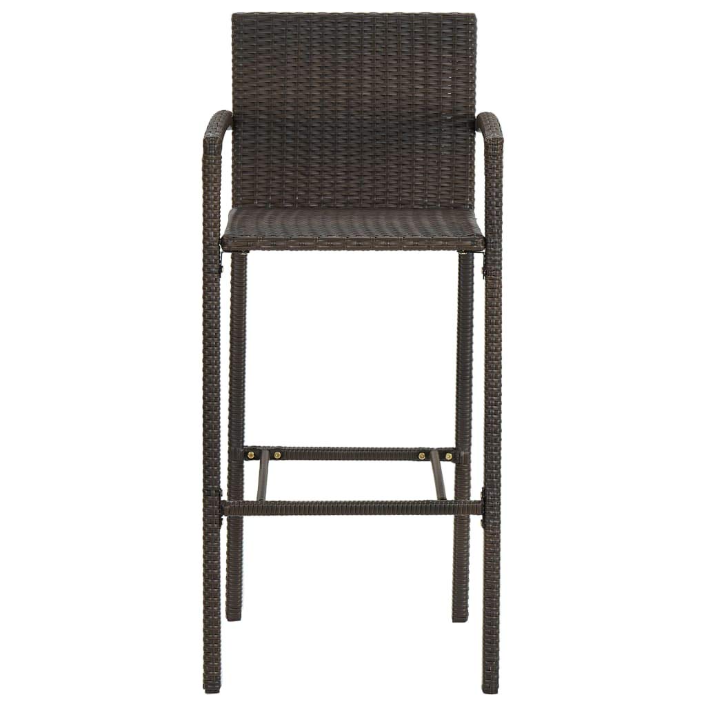 5-Piece Brown Poly Rattan Patio Furniture Set - Outdoor Garden Table & Chairs with Bar Stools - All-Weather Wicker Dining Set for Backyard, Deck, Poolside or Balcony