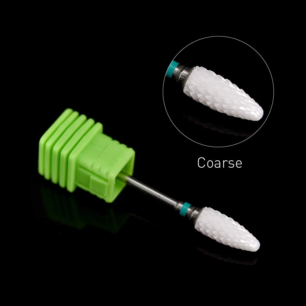 Professional Medium Flame Cuspidal Nail Drill Bit - Ceramic Grinding Stone Head for Electric Nail Drill - 3/32