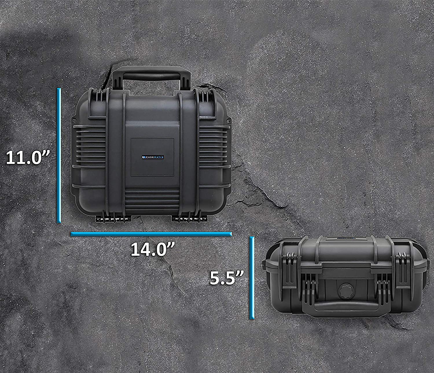 CASEMATIX 14 Two Gun Hard Case for 2 Handguns - Waterproof & Shockproof Pistol Case with Accessory Storage | Perfect for Range, Travel & Secure Firearm Transport