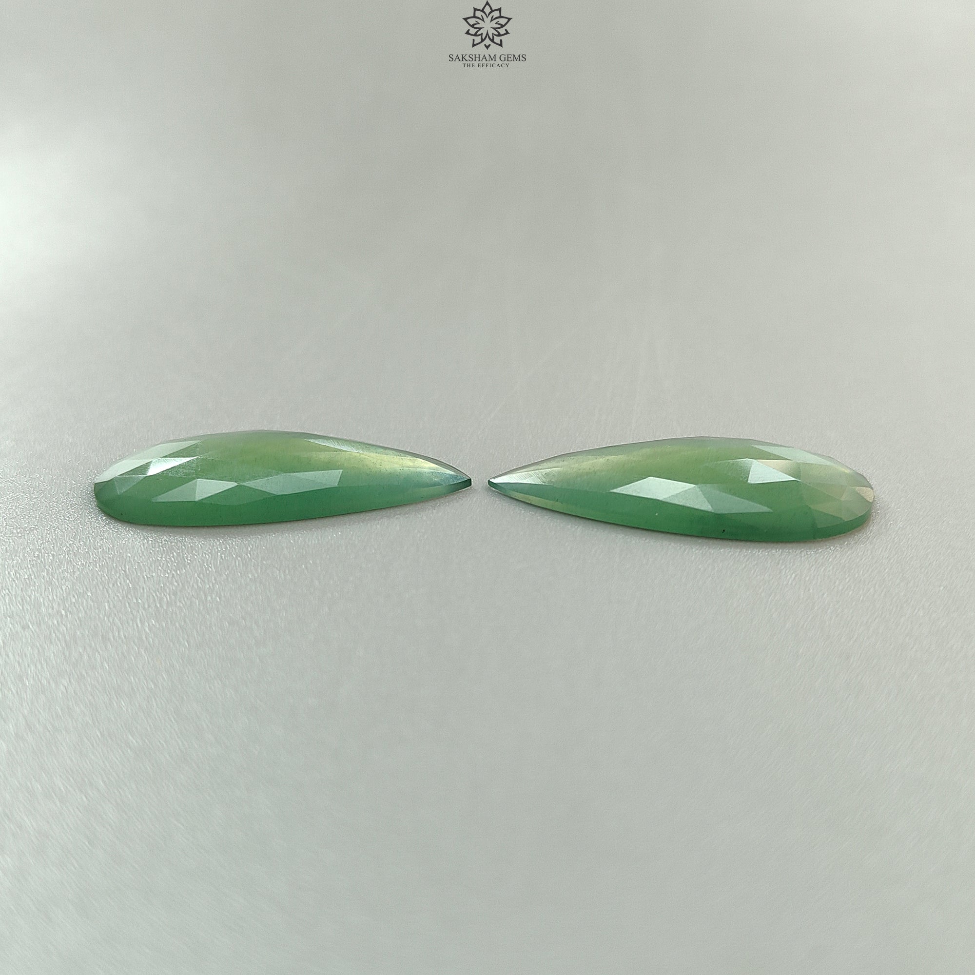 Natural Antigorite Serpentine Gemstone Rose Cut Slices - Untreated Pear Shaped Faceted Pair for Jewelry Making, Earrings & Necklace Designs