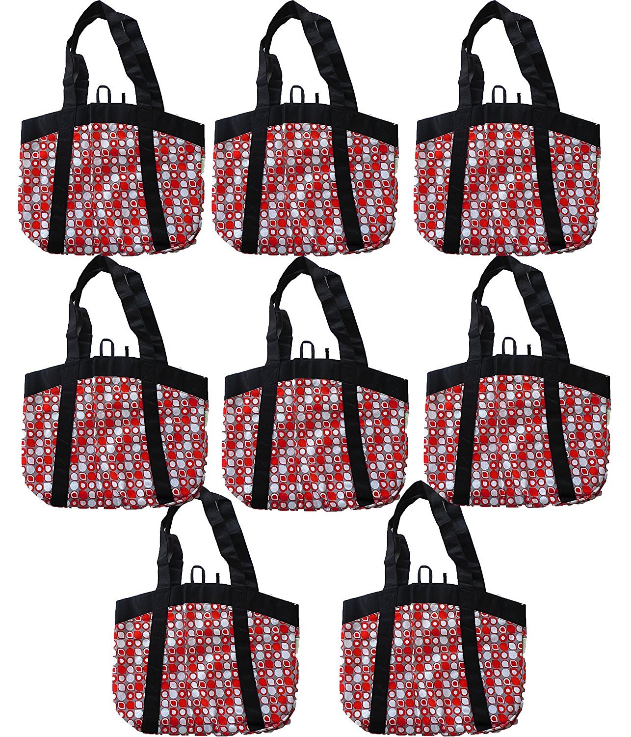 Eco-Friendly Reusable Grocery Shopping Bags - Large Stylish Tote Bags (Set of 8) for Groceries, Beach, Travel & Work - Red, Gray & White Color Options | Planet E Sustainable Fashion