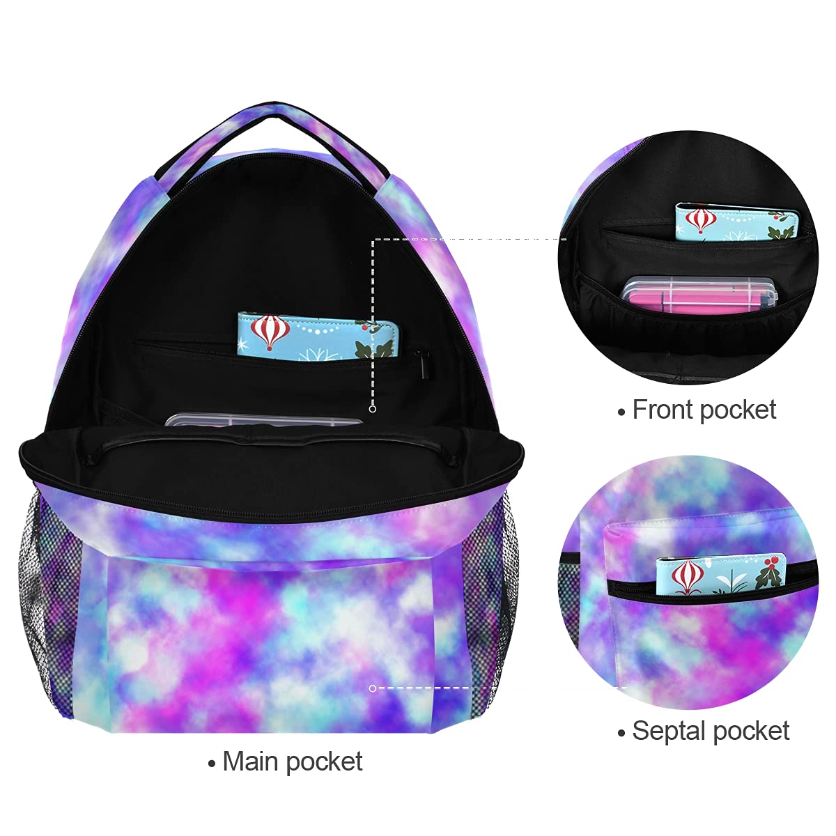 ALAZA Shiny Rainbow Tie Dye Backpack for Kids - Waterproof School Bookbag for Elementary Teens, Boys & Girls - Laptop Daypack for Travel, College & Daily Use