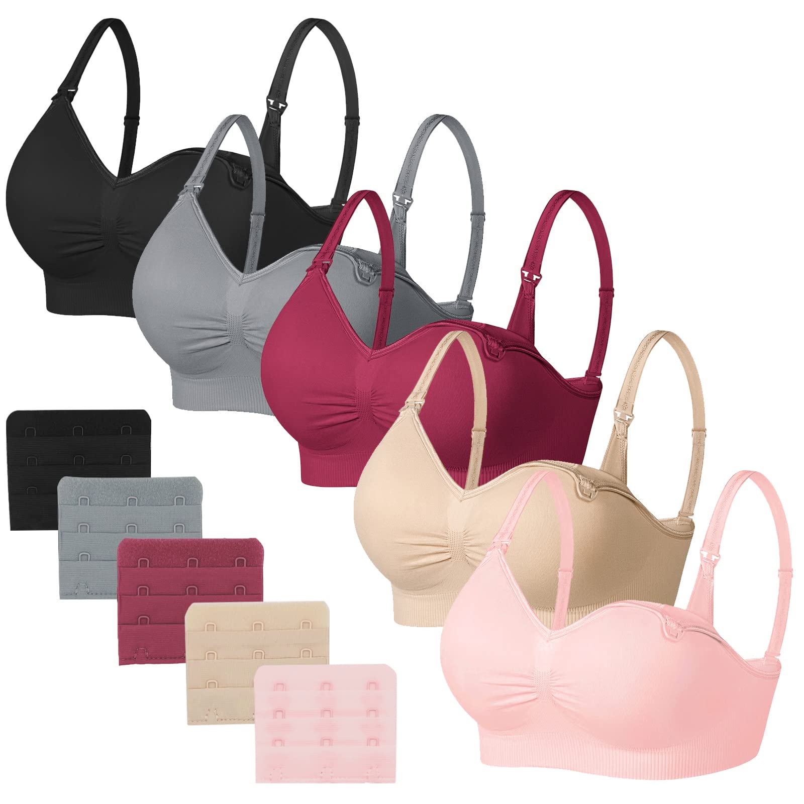 JAMRID Maternity Nursing Sleep Bra - Comfortable Breastfeeding & Pumping Bra for Pregnant Women with Extra Extenders - Perfect for Nighttime Nursing and Postpartum Comfort