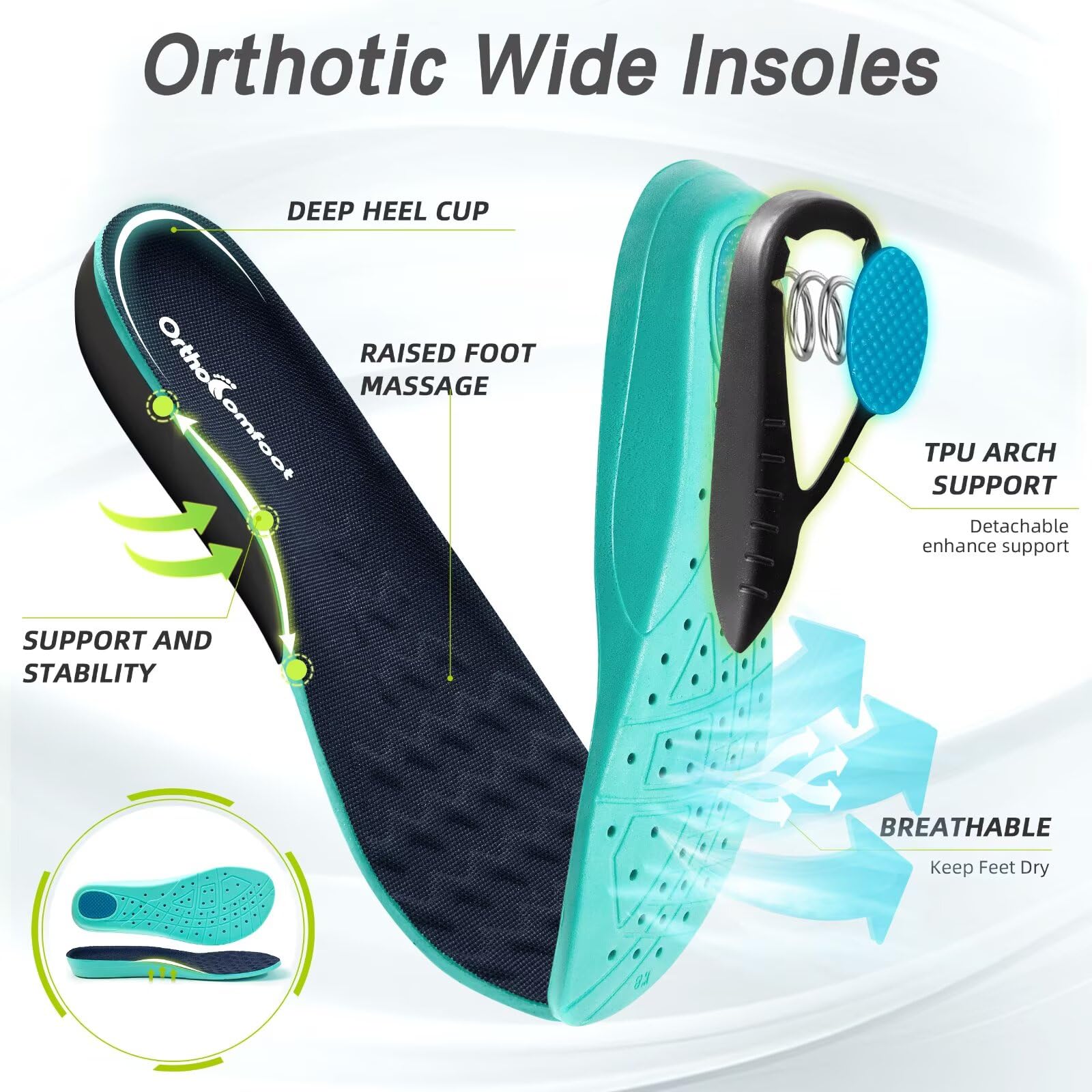 Orthopedic Diabetic Walking Shoes for Men - Wide Width Comfort Sneakers with Arch Support for Plantar Fasciitis, Hammer Toes & Foot Pain Relief - Ideal for Work, Sports, Tennis & Casual Wear