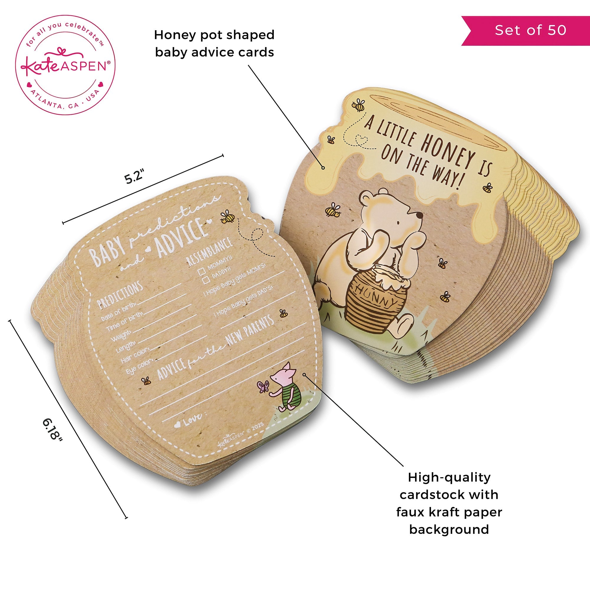 50-Piece Honey Bear Baby Shower Cardstock Game Set - Perfect for Gender Reveal Parties, Baby Showers & Nursery Decorations
