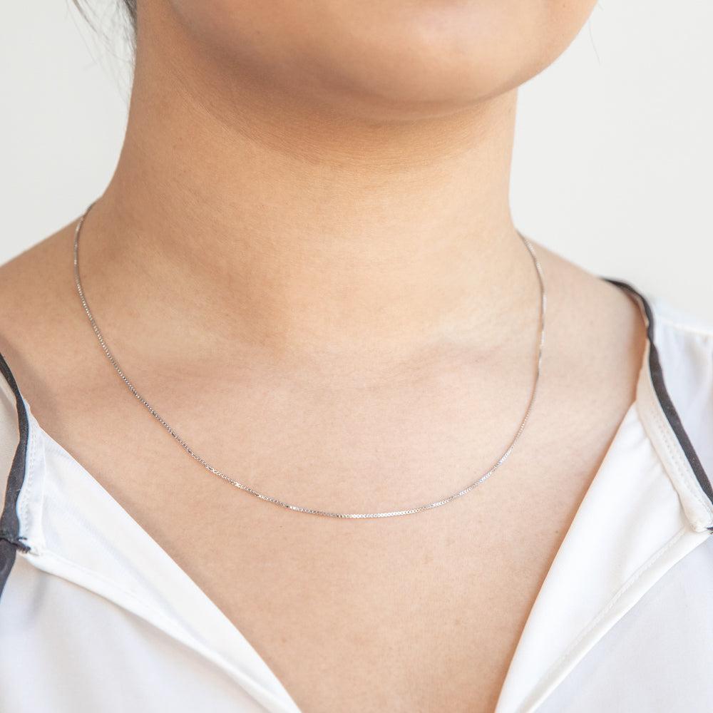 9ct White Solid Gold 15 Gauge 46cm Chain Necklace for Women - Elegant Fine Jewelry for Everyday Wear, Gifts & Special Occasions