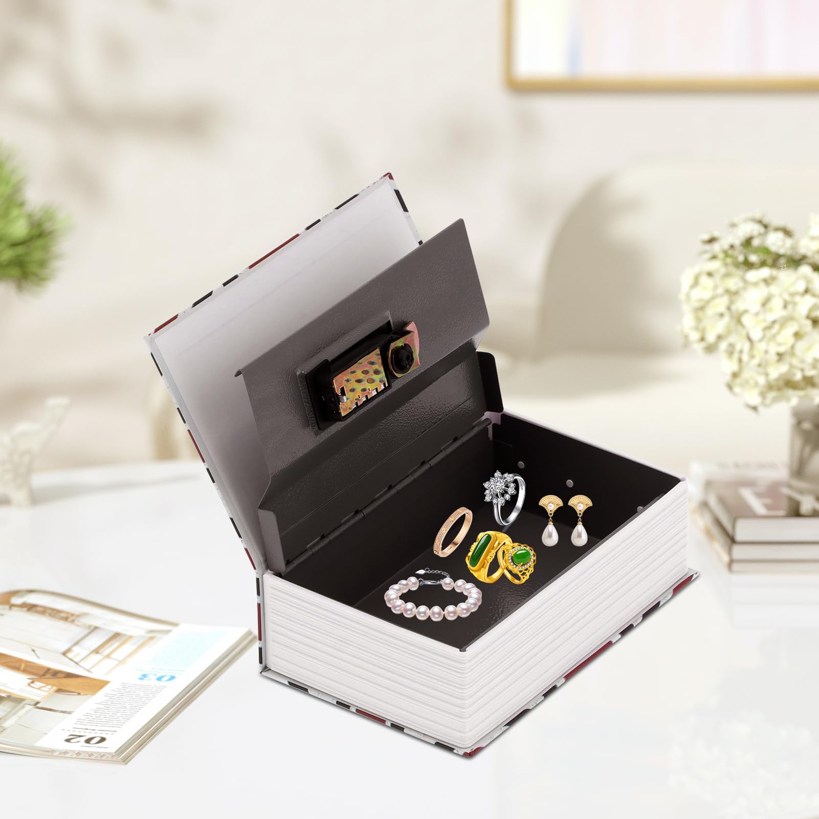 Hidden Book Safe with Combination Lock - Secret Storage Box for Cash, Jewelry & Valuables - Disguised as Mini Dictionary for Home, Office & Travel Security