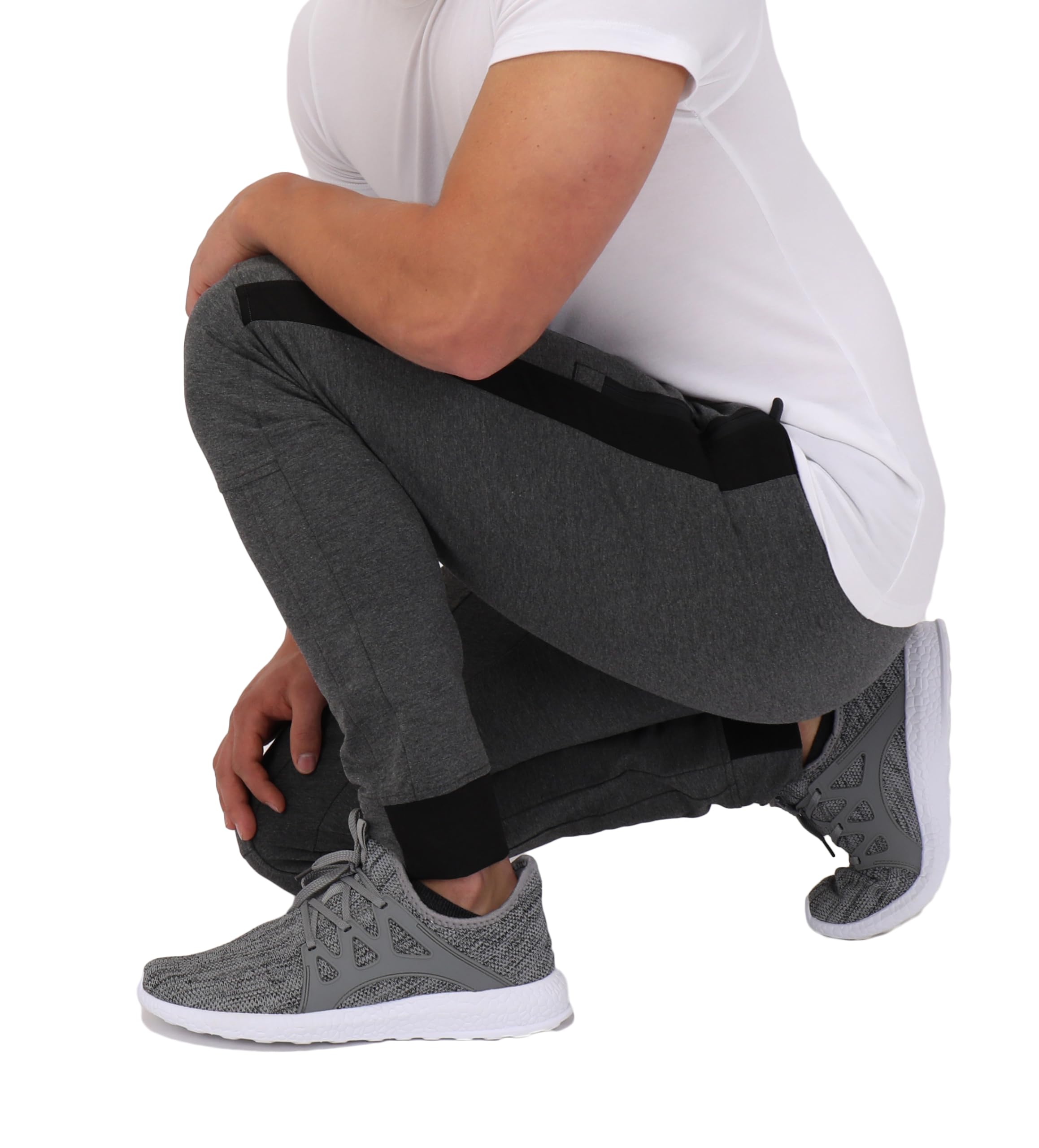 SCR SPORTSWEAR Men's Tall Jogger Sweatpants - Athletic Workout Pants with Zipper Pockets for Running, Gym & Casual Wear