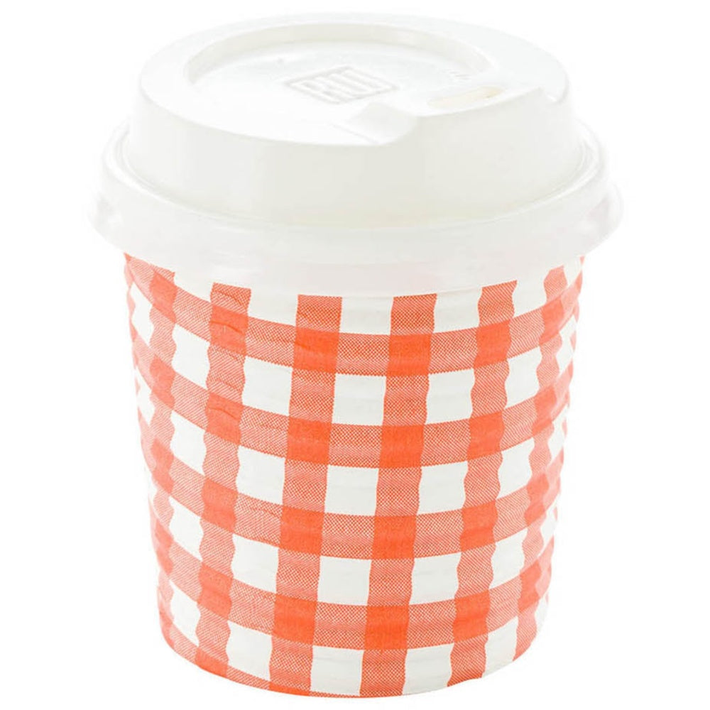 4 oz Picnic Print Disposable Paper Coffee Cups - Spiral Wall Design (2.5