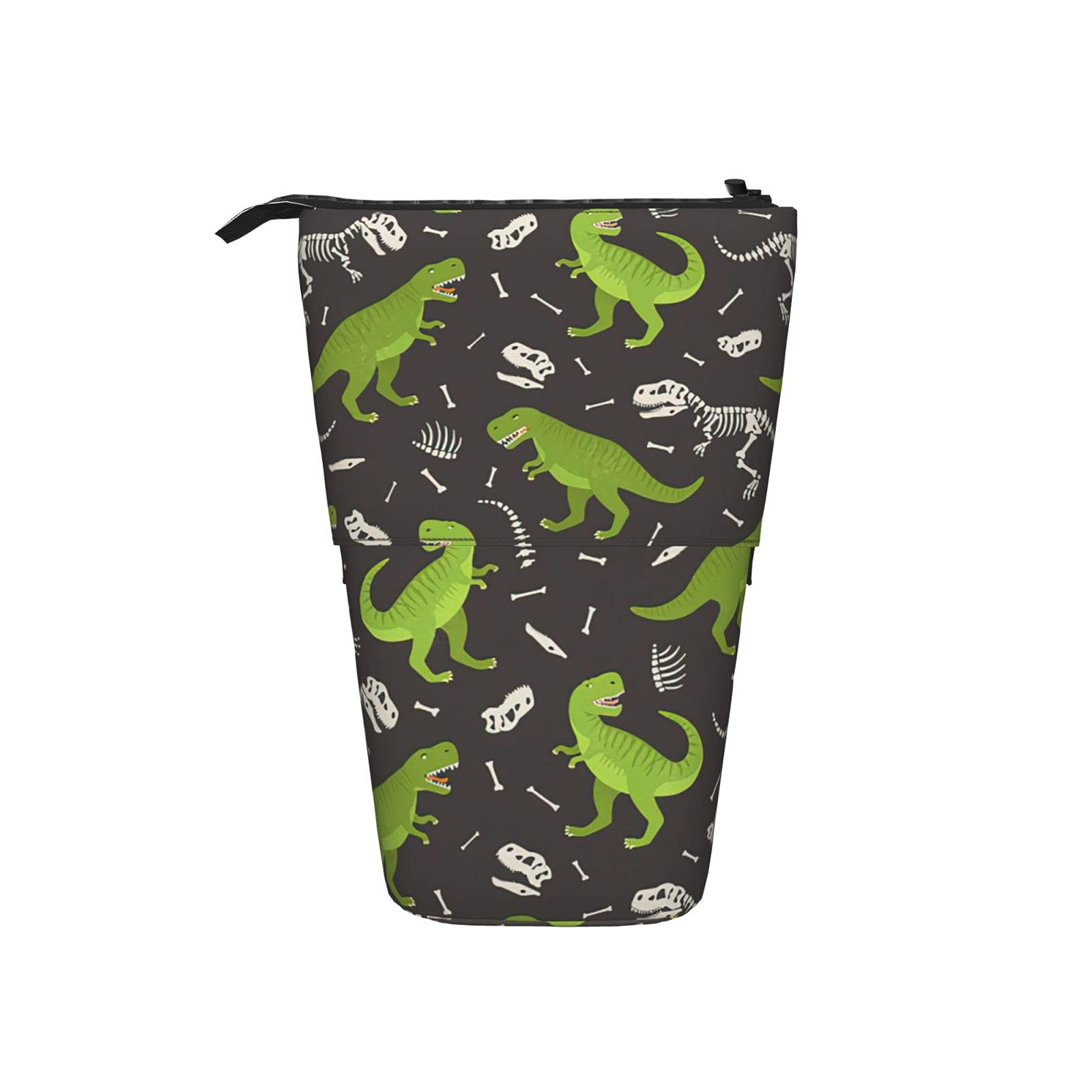 Dinosaur Skeleton Pop Up Stationery Bag - Retractable Telescopic Pencil Case Holder with Stand for School & Office - Portable Storage Organizer for Pens, Pencils & Art Supplies | Perfect for Students, Teachers & Work Desks