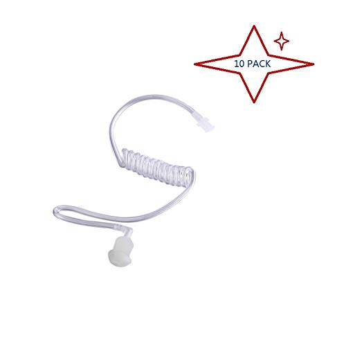 10 Pack Clear Acoustic Coil Tube Replacement for Two-Way Radio Security Earpiece & Headset with Connector - Perfect for Law Enforcement, Security Guards, and Event Staff Communication