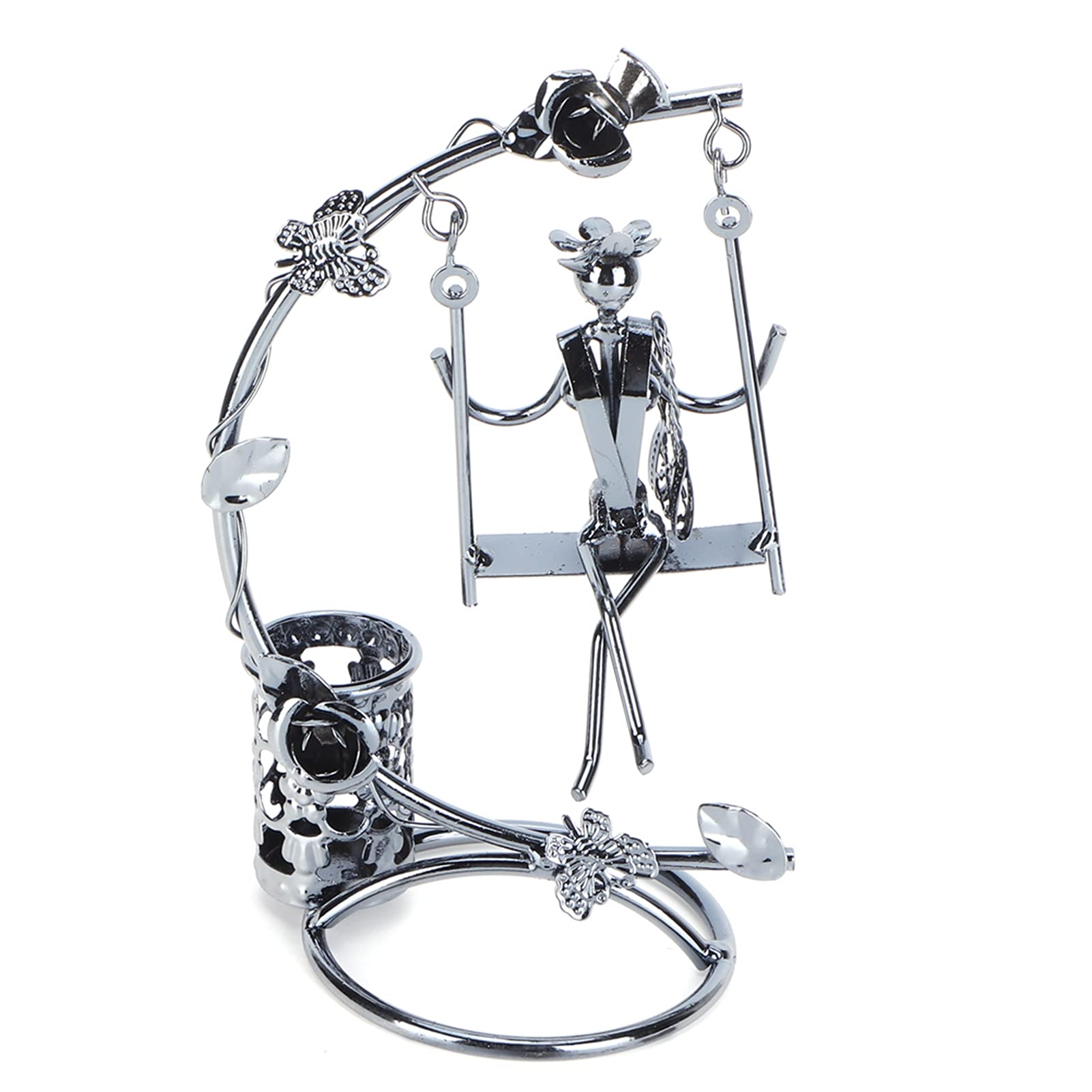 Sturdy Iron Pen Holder - Unique Swing Design for Home & Office Organization | Perfect for Women's Desk Decor & Gift Ideas